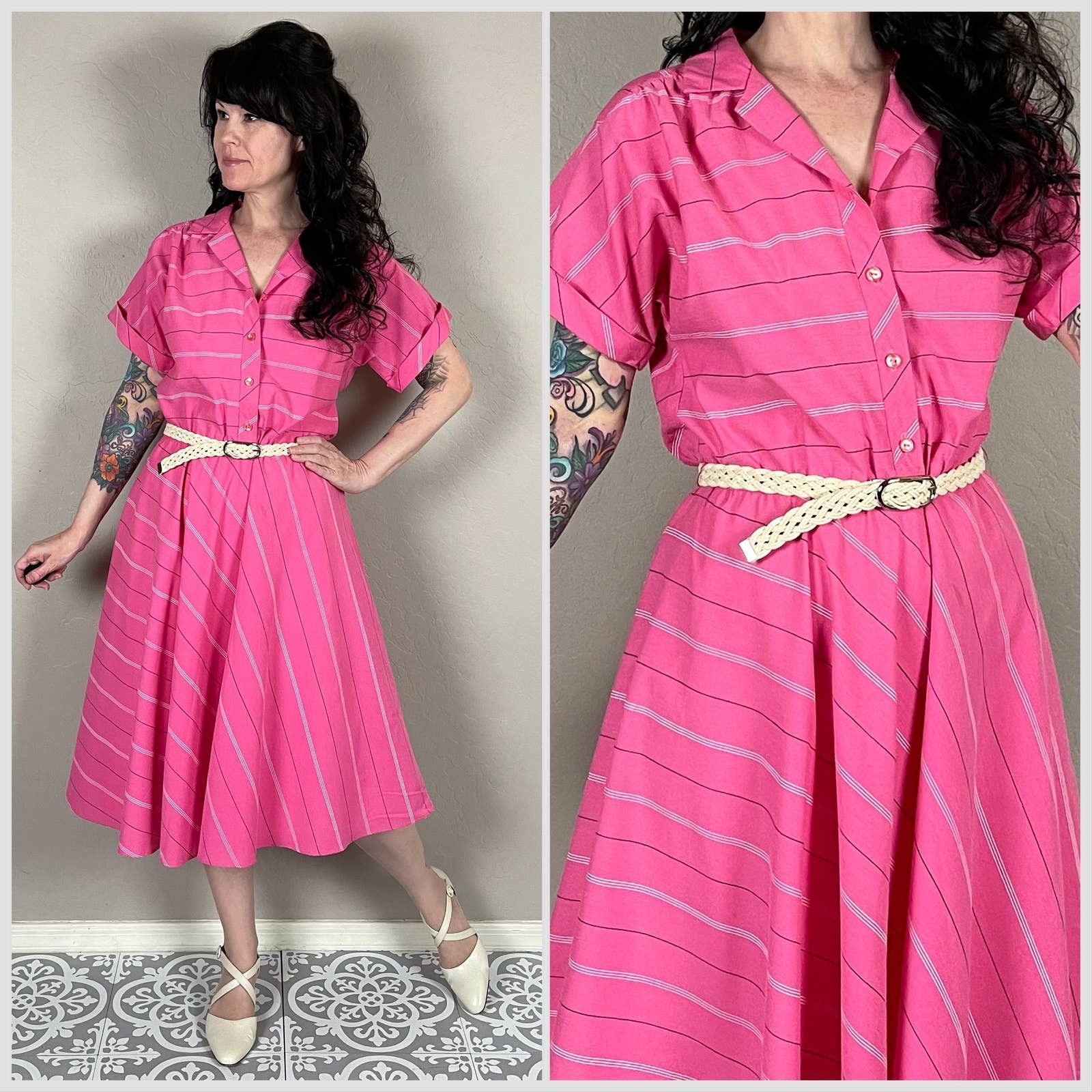 1970s Pink Stripe Metallic Crop Sweater main image 0