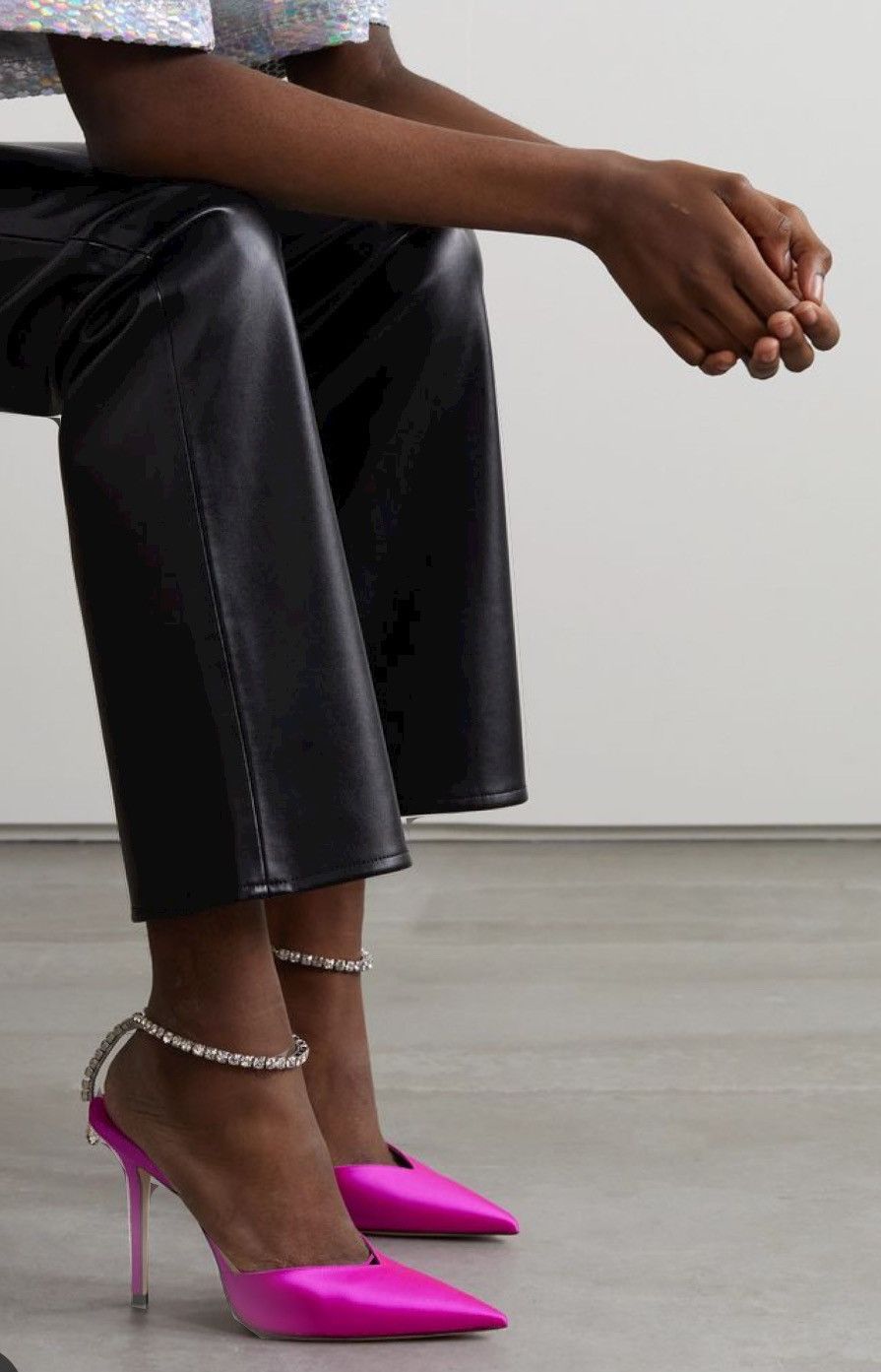 Jimmy Choo Nib Jimmy Choo Saeda 100 Embellished Ankle Strap Pumps Size US 7.5 / IT 37.5 - 4 Thumbnail