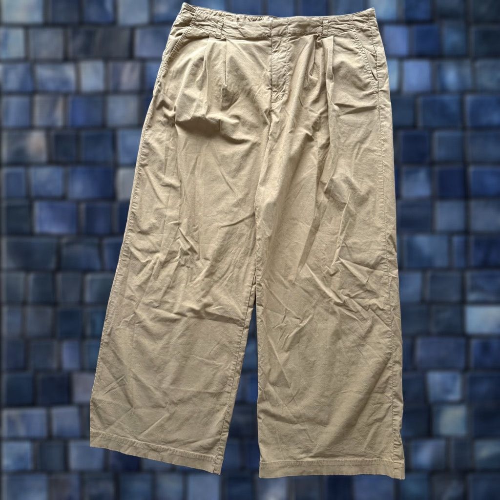 Anthropologie VINTAGE Anthropologie Wide Leg Pants Womens 14 US Tan Relaxed High Rise Cinch Back Size 36" / US 14 / IT 50 - 1 Thumbnail