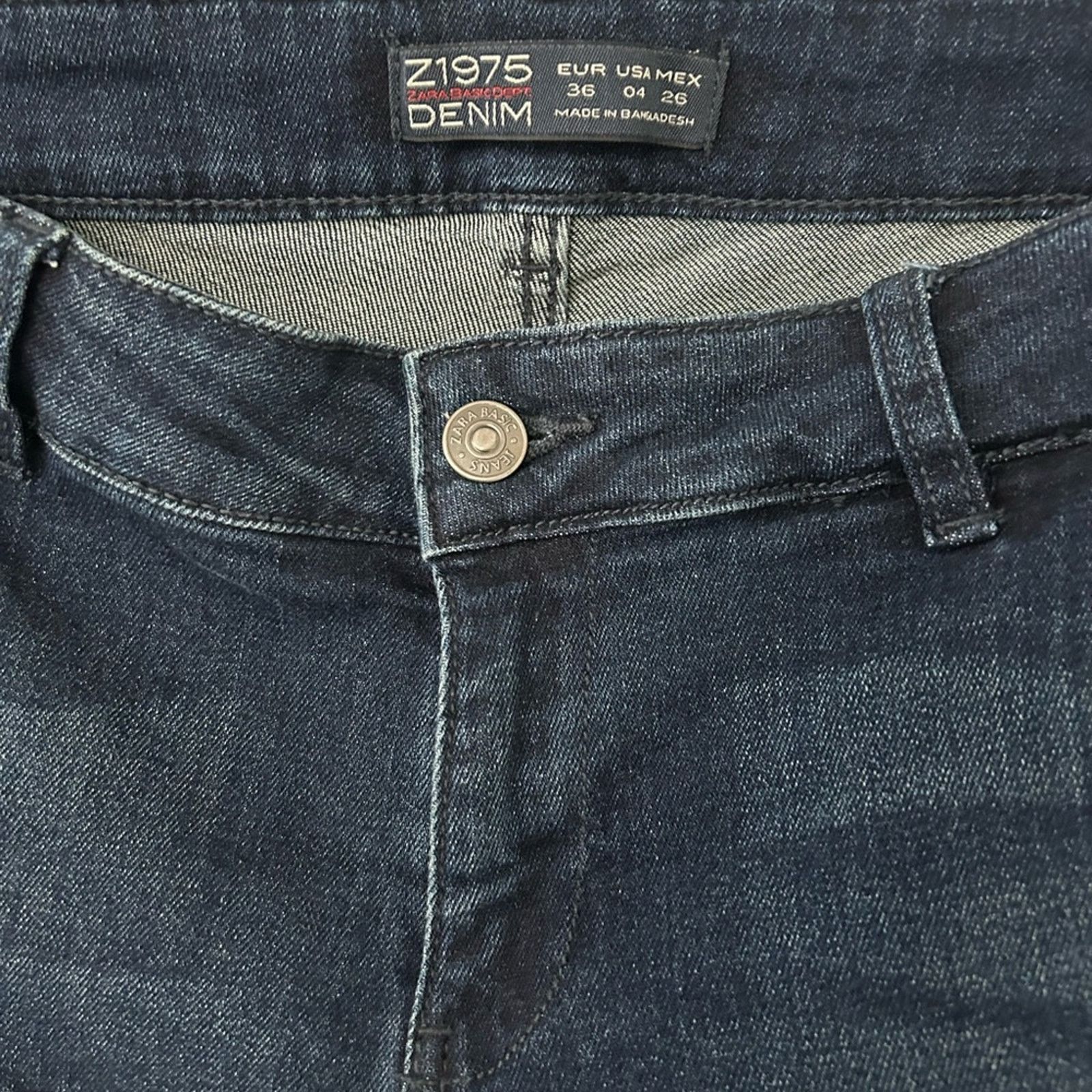 Zara Zara Denim Moto Dark Wash Stretch Skinny Jeans Women's 4 Size 32" / US 10 / IT 46 - 3 Thumbnail