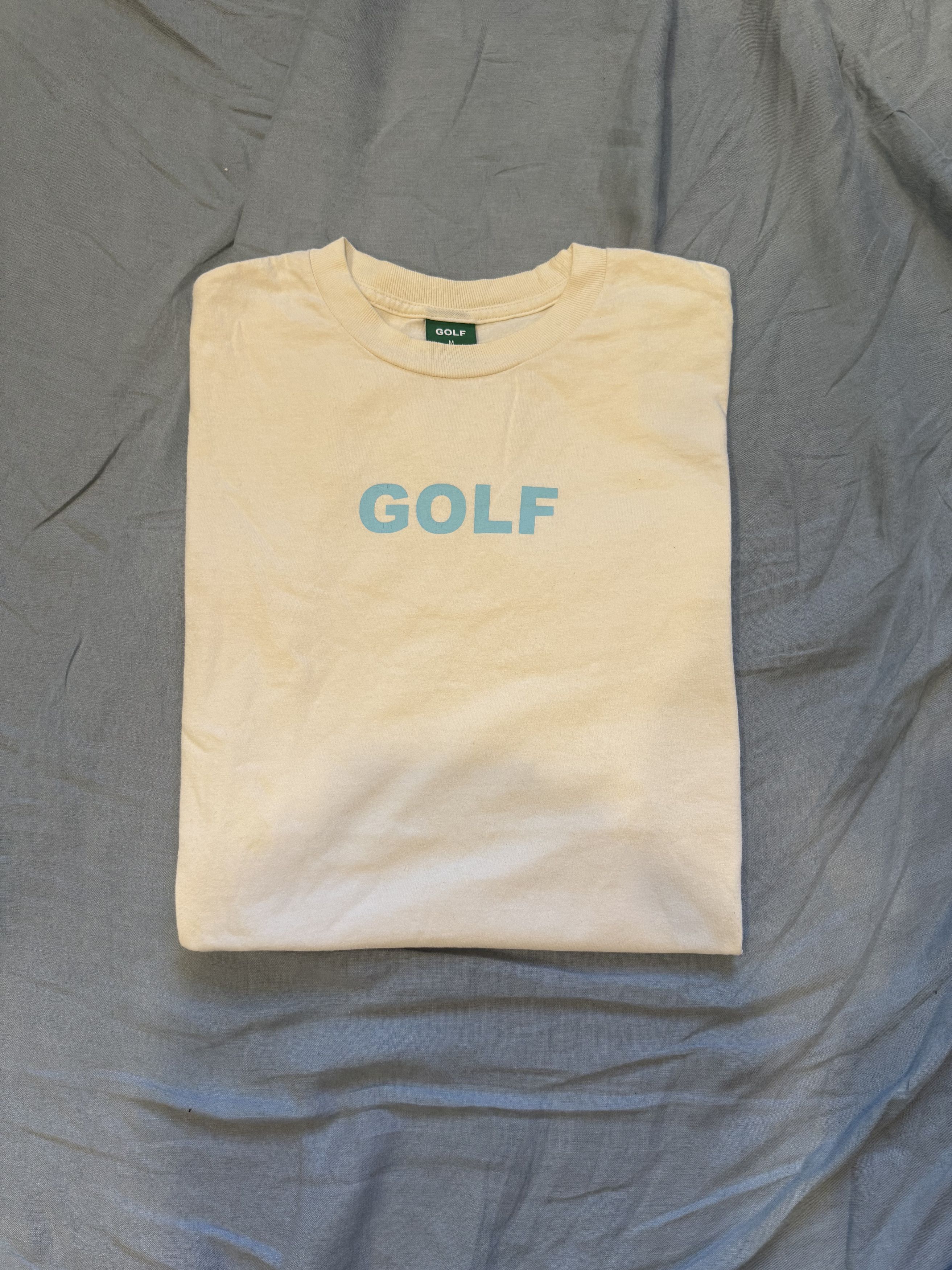 Golf Wang Blue on Cream Text T-shirt Size US M / EU 48-50 / 2 - 2 Thumbnail