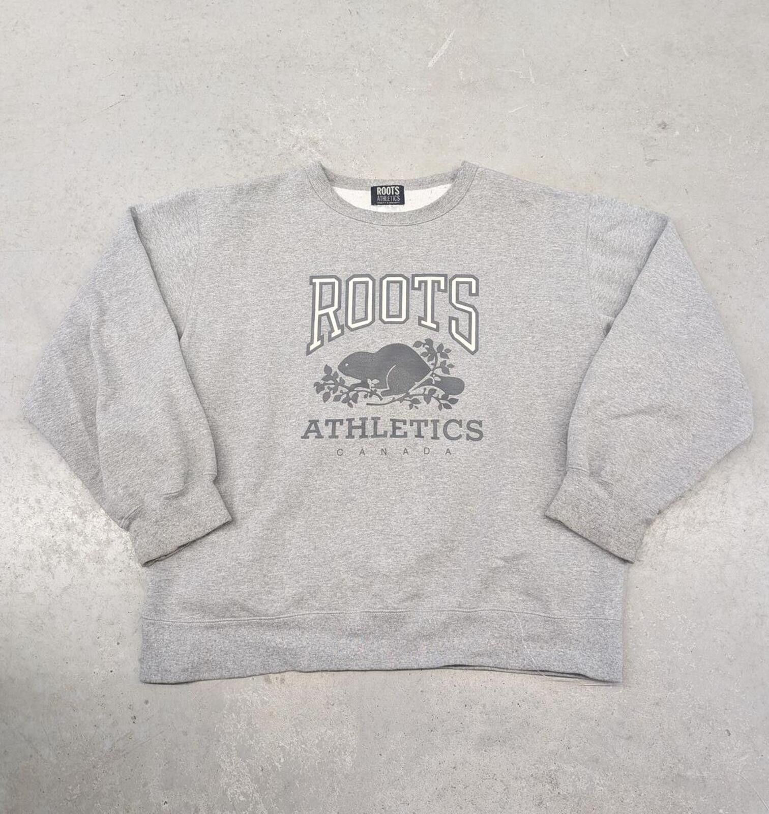 Roots Vintage 90s Roots Athletics Essential Gray Crew Neck Sweater Size US XL / EU 56 / 4 - 1 Thumbnail
