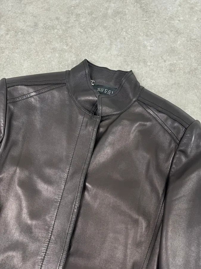 Gucci AW1999 Gucci Black Silver Belted Premium Leather Jacket by Tom Ford Size M / US 6-8 / IT 42-44 - 5 Thumbnail