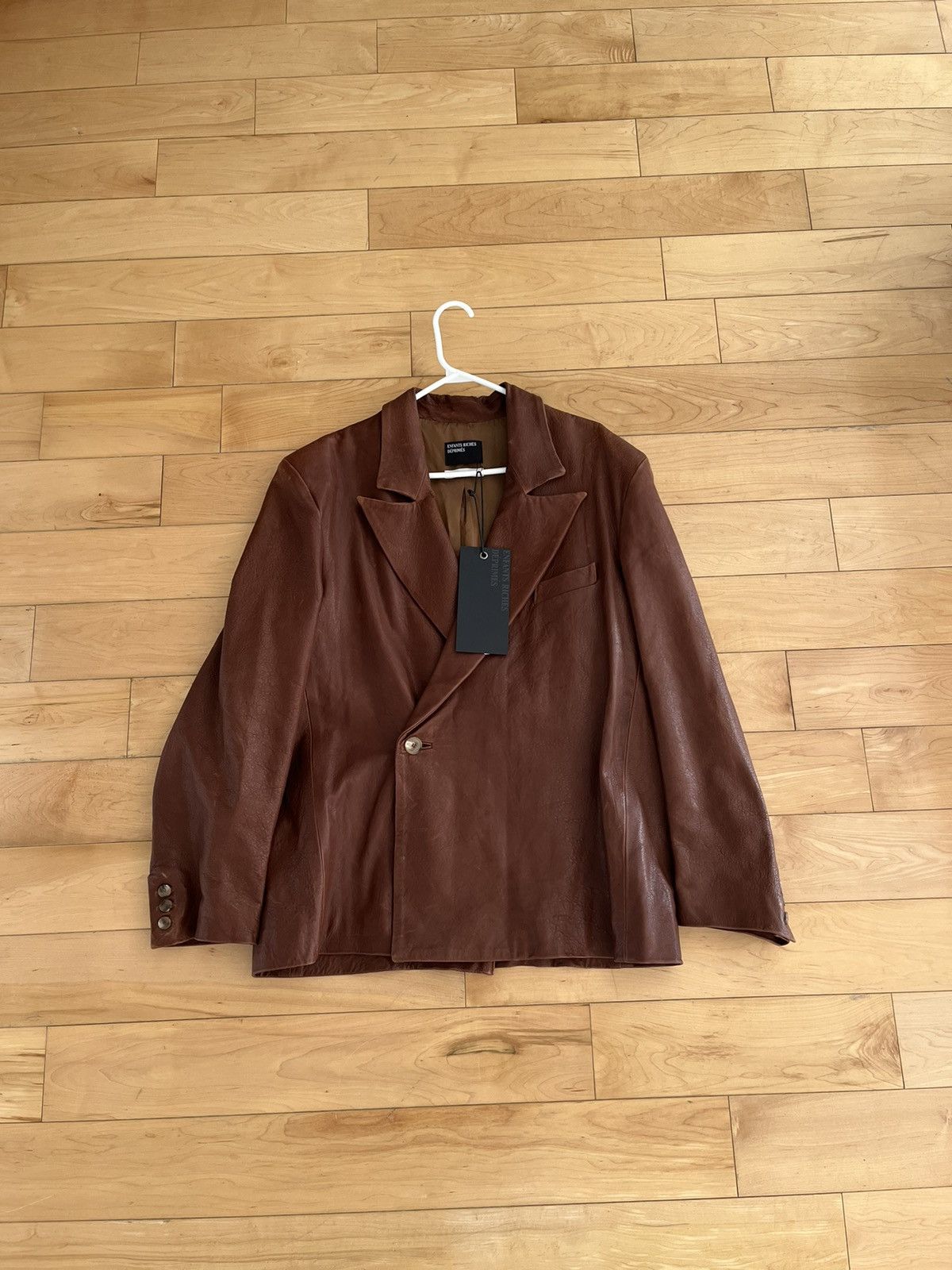 Pre-owned Enfants Riches Deprimes Nwt -  Leather Double Breasted Blazer In Brown