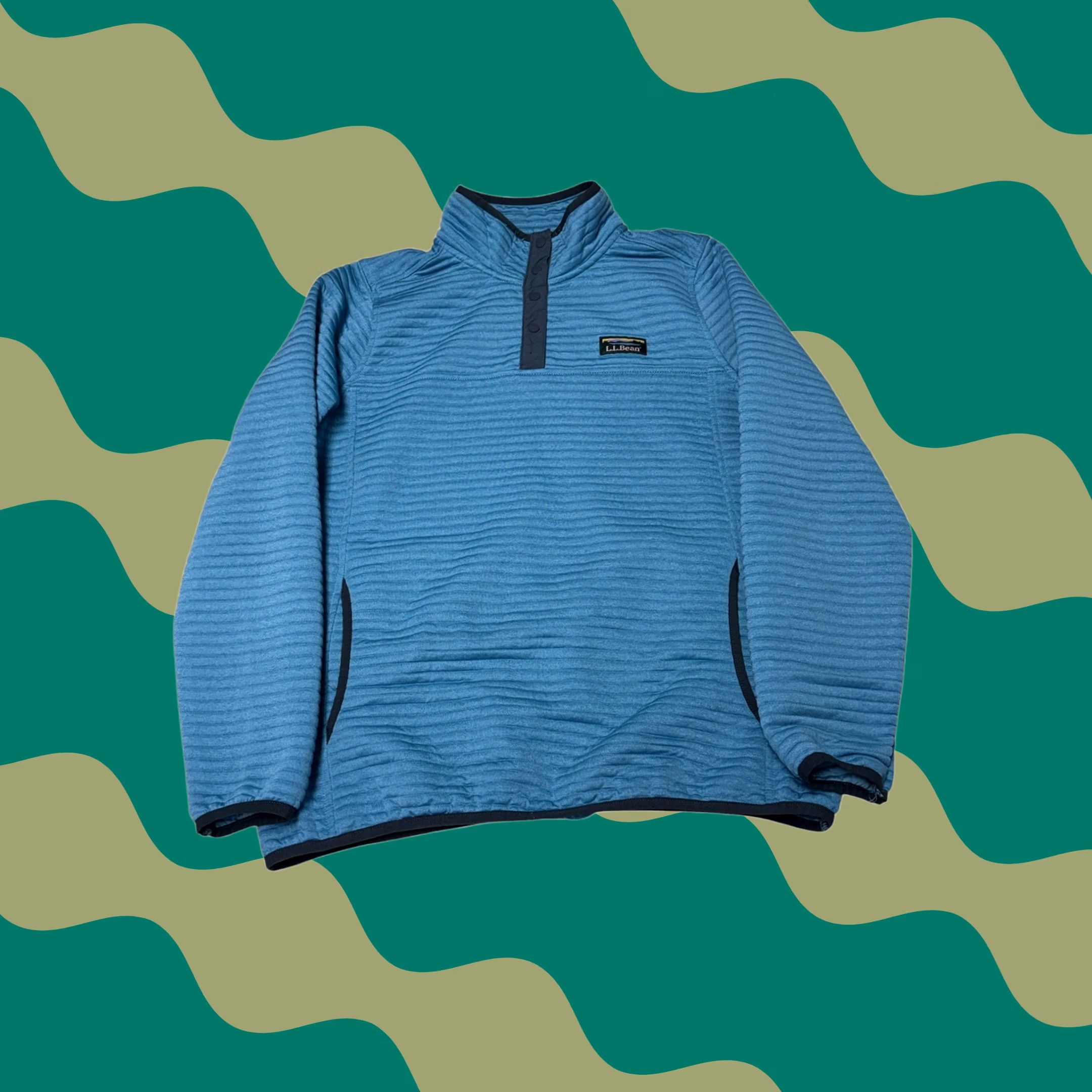 Vintage LL Bean Airlight Knit Pullover Mock Neck Snap Blue Womens Medium 506463 READ Size M / US 6-8 / IT 42-44 - 1 Thumbnail