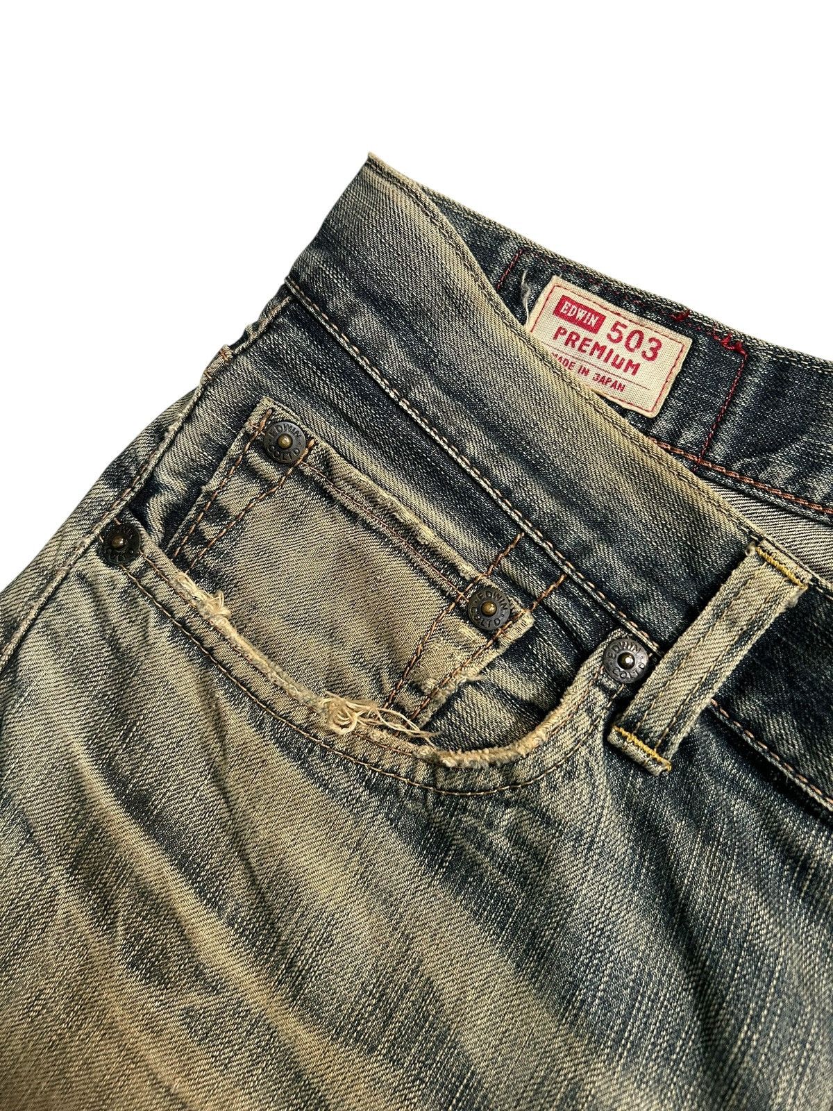 Kapital Vintage Edwin 503 RUSTY MUD WASH Distressed Denim Jeans 🎌☠️ Size US 34 / EU 50 - 5 Thumbnail