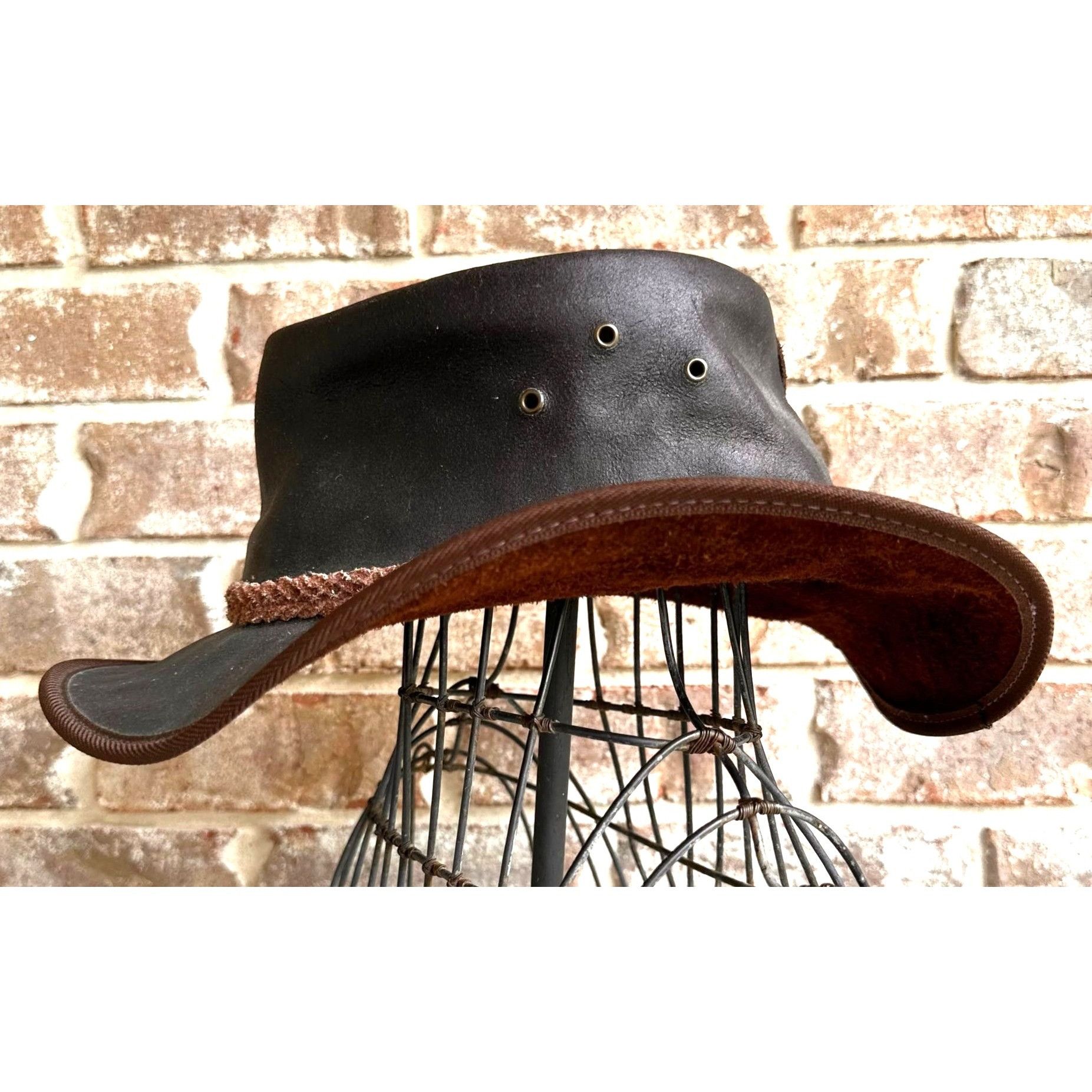 Vintage Vintage Australian Geographic Leather Hat Large 59 Brown Au Size ONE SIZE - 7 Thumbnail