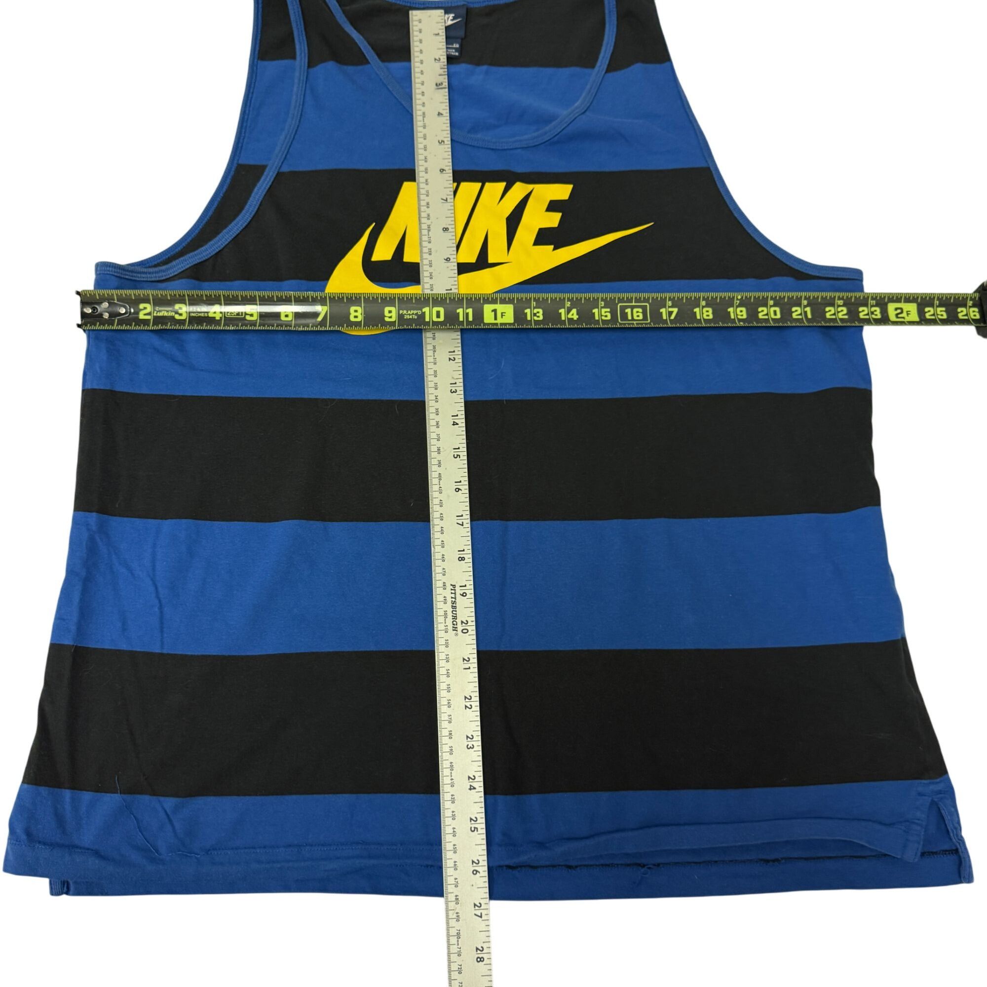 Nike 90's Nike Blue Stripe Tank Top Yellow Spell Out Muscle Shirt Size US XL / EU 56 / 4 - 5 Thumbnail