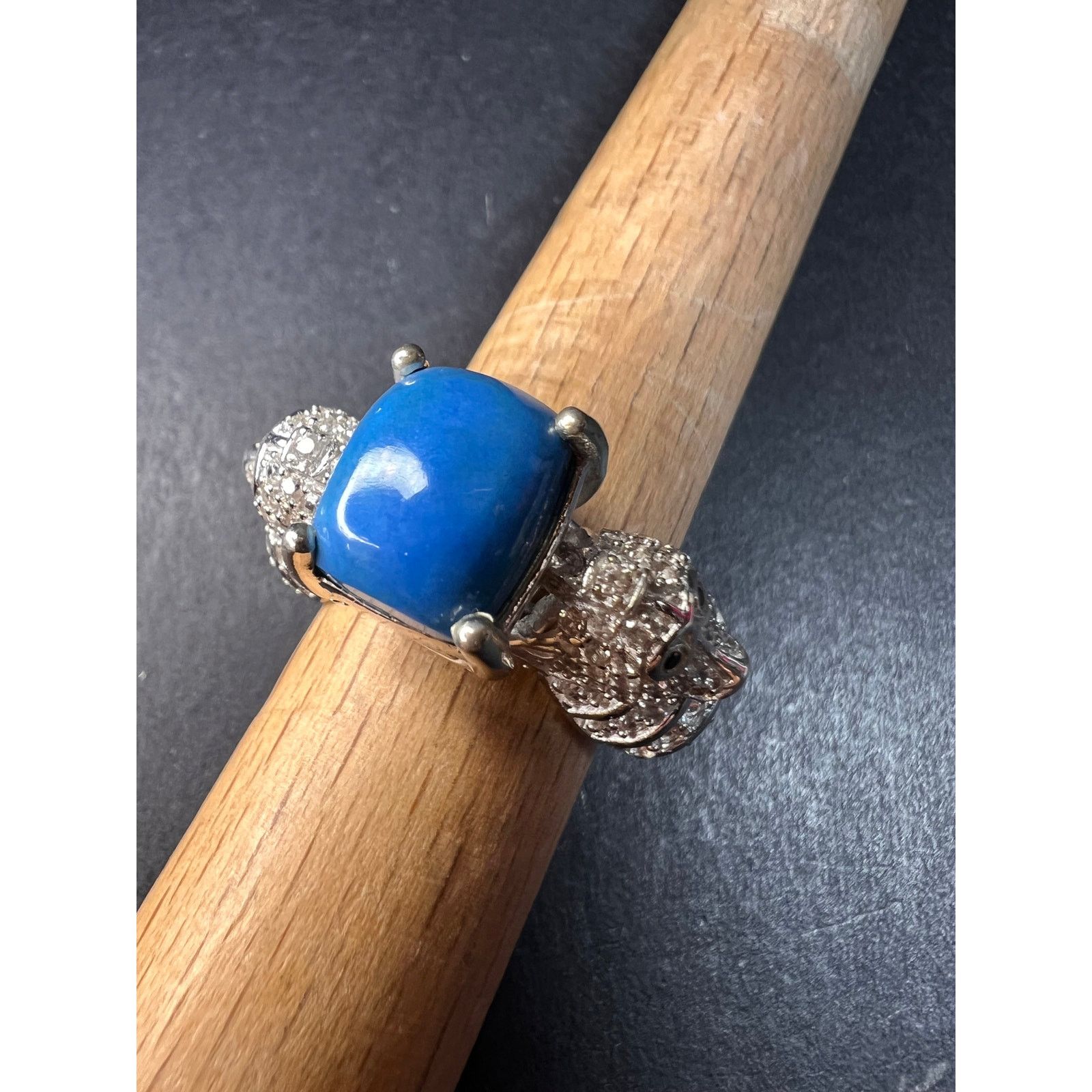 Other NEW Ceruleite and zircon seahorse ring in 925 silver size 8 Size ONE SIZE - 10 Thumbnail