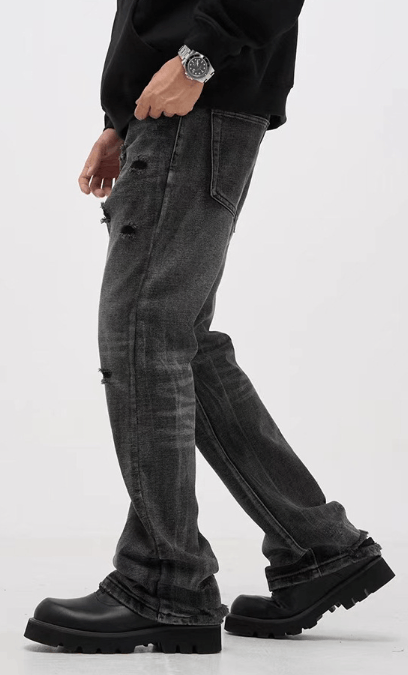 Japanese Brand × Jean Black straight-leg vintage washed ripped jeans Size US 32 / EU 48 - 5 Thumbnail