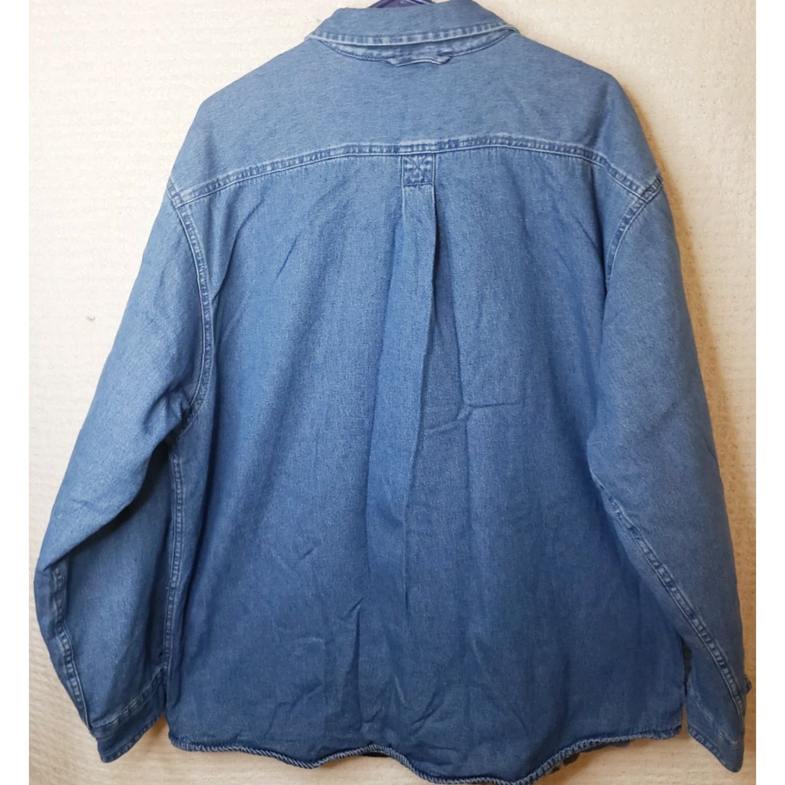 Basic Editions BASIC EDITIONS Denim Shirt Jacket XL Western Blanket Lined Quilt Lined Sleeves Shaket Jacket Blue Solid 52" Chest Regular Men XS? Size US XL / EU 56 / 4 - 5 Thumbnail