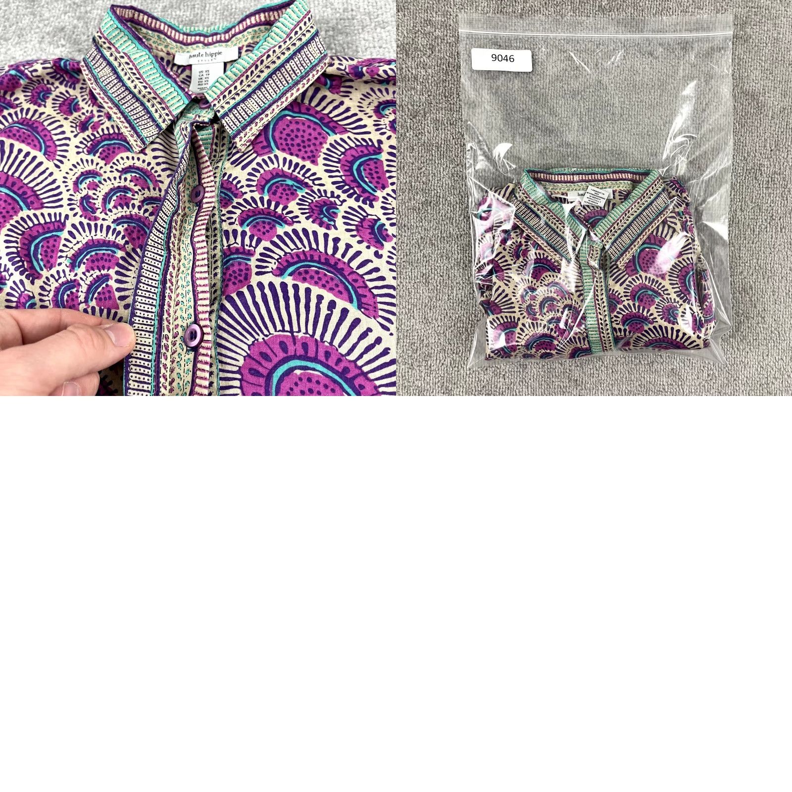 Haute Hippie Haute Hippie Women's Shirt XS Long Sleeve Button Up Geometric Pattern Casual Top Multicolor Festival Chic Size XS / US 0-2 / IT 36-38 - 8 Thumbnail