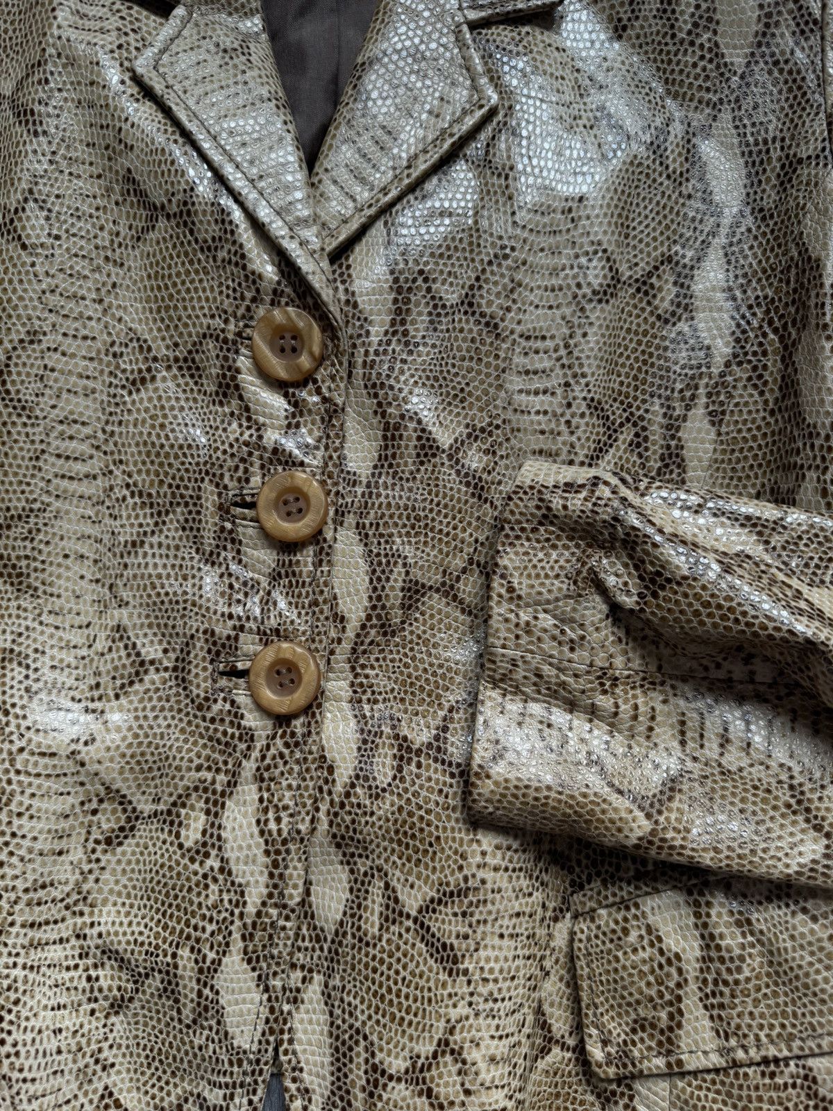 Vintage Sylvie Schimmel Paris Leather Python-print Jacket 42 Size M / US 6-8 / IT 42-44 - 6 Thumbnail