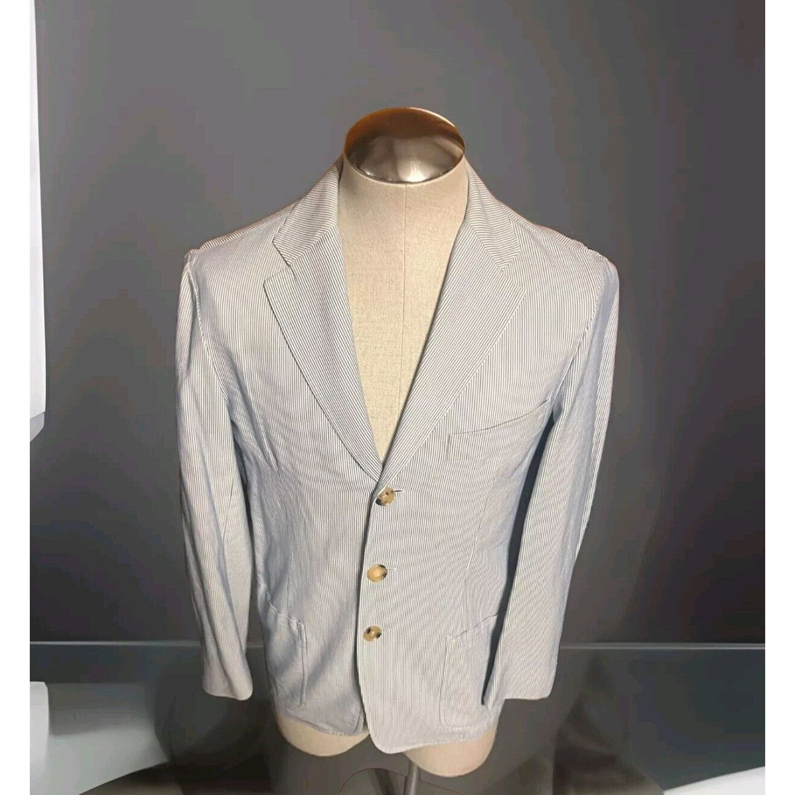 Luciano Barbera Luciano Barbera Blue And White Sport Coat 40R (Eu 50) Size 40R - 1 Thumbnail