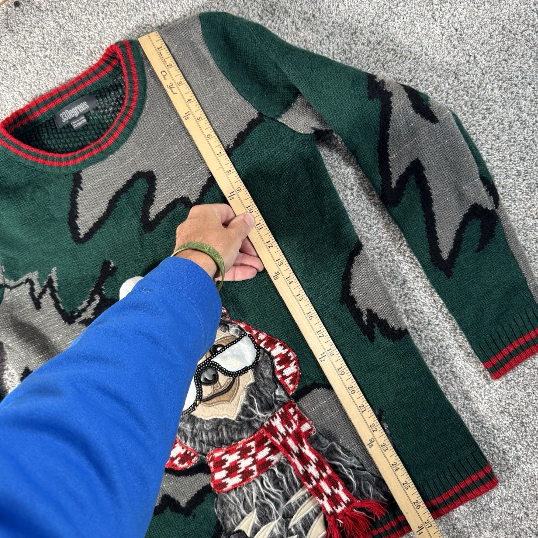 Vintage VINTAGE 33 Degrees Ugly Christmas Sweater XL Green Women Crew Neck Long Sleeve Christmas Sloth Winter Kitsch Holiday Party Pullover Sweater Reg" Size XL / US 12-14 / IT 48-50 - 2 Thumbnail