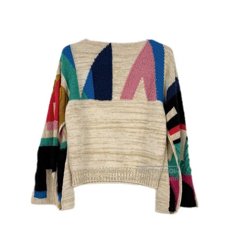 Chanel Chanel Beige gold thread metal logo irregular sleeve cashm Size XS / US 0-2 / IT 36-38 - 2 Thumbnail