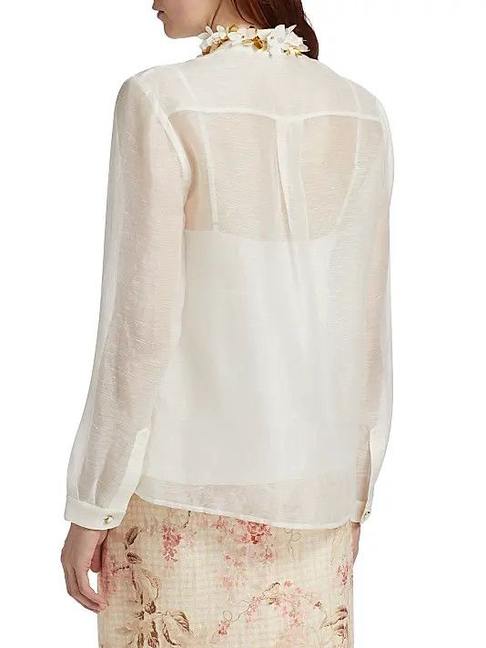 Zimmermann oc11z0226 Illuminate Embellished Shirt In Ivory Size L / US 10 / IT 46 - 5 Thumbnail