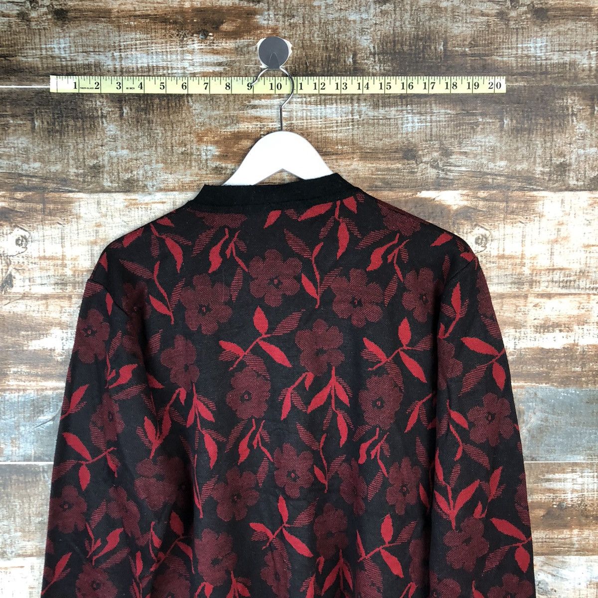 Japanese Brand Nouvelve Red Patterned Cardigans #A2043 Size L / US 10 / IT 46 - 13 Thumbnail
