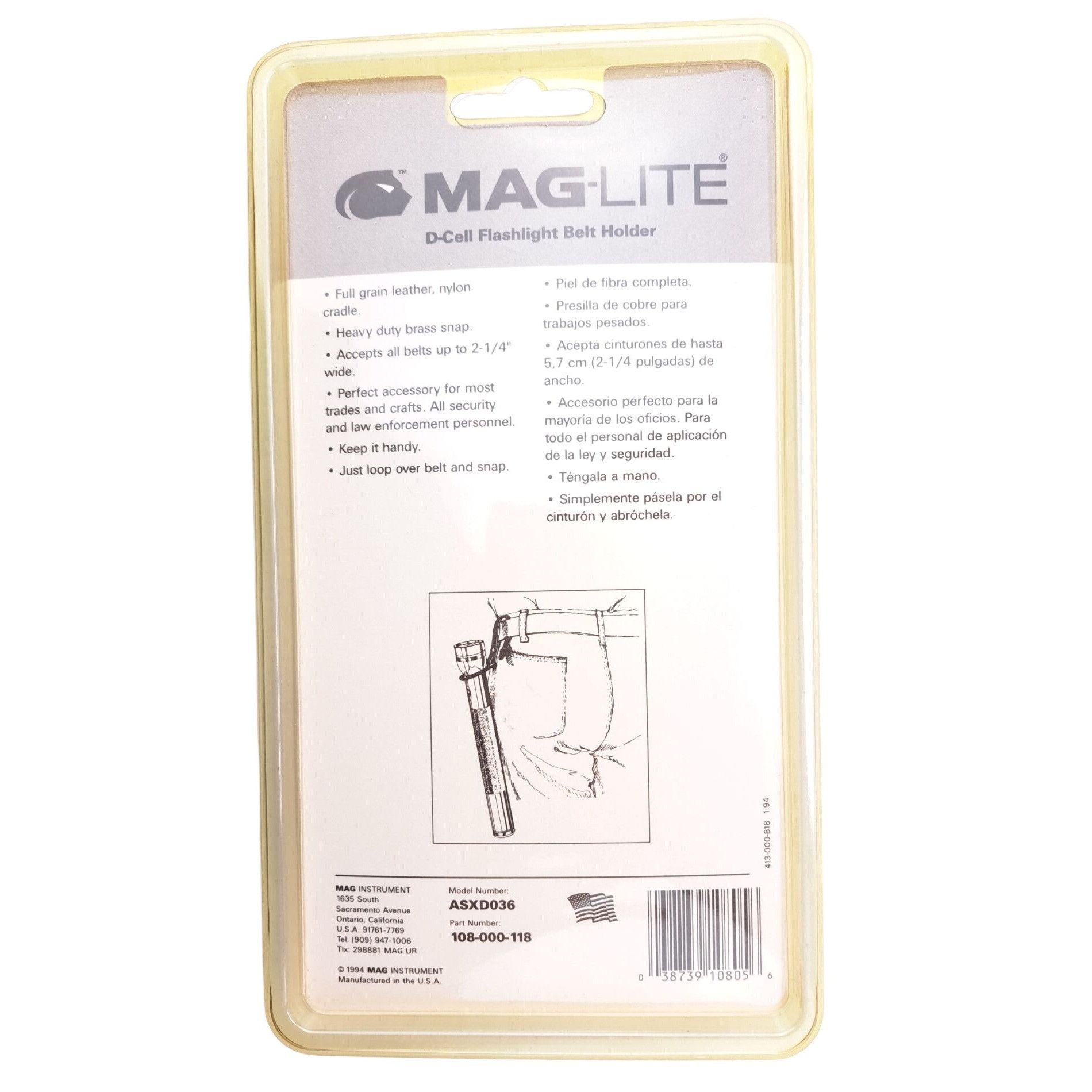 Other Mag-Lite D-Cell Flashlight Belt Holder Leather Oxidized Snap Size ONE SIZE - 2 Thumbnail