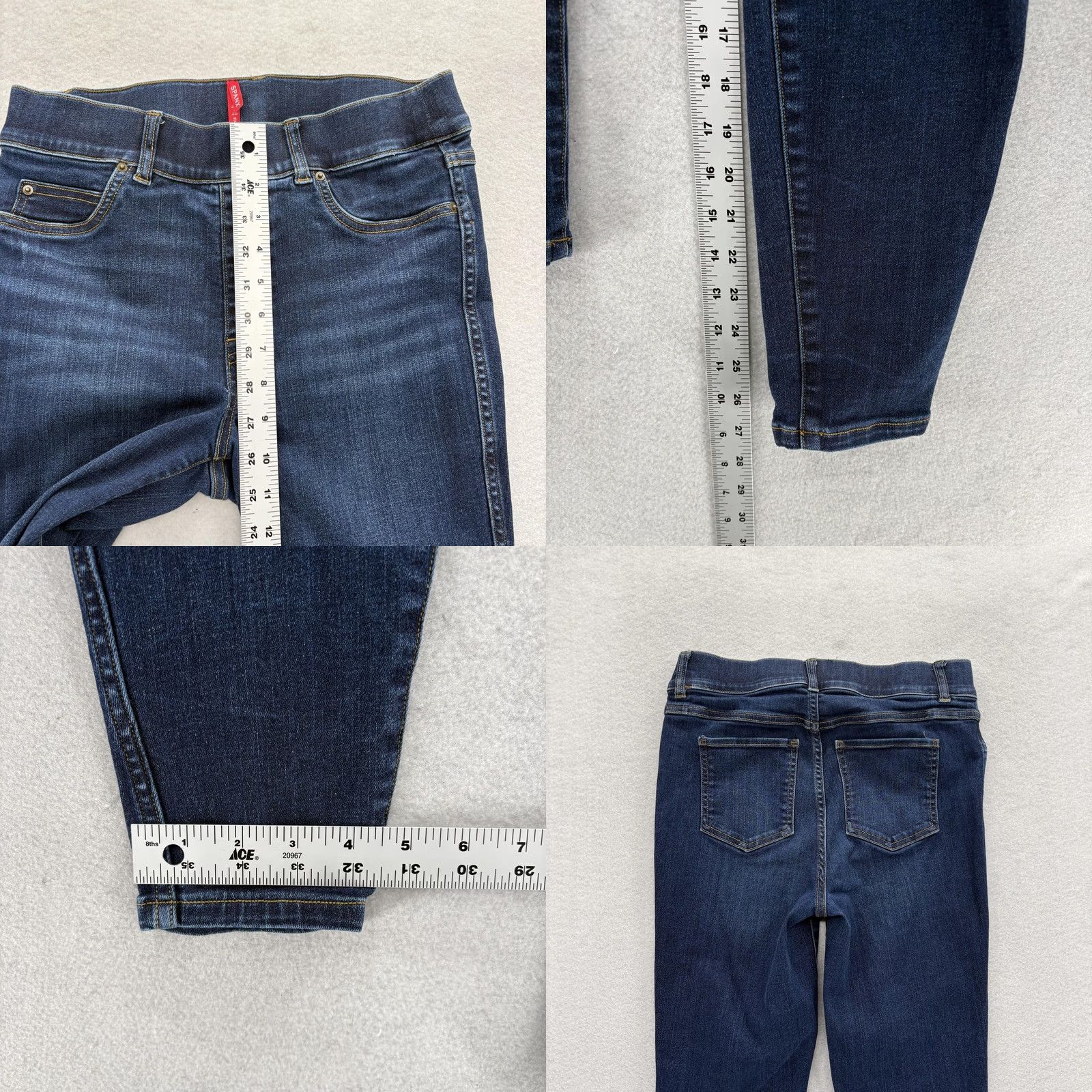 Spanx VINTAGE Spanx Pull On Skinny Jeans Womens Medium Dark Wash Blue Mid Rise Stretch Denim Size 32" / US 10 / IT 46 - 8 Thumbnail