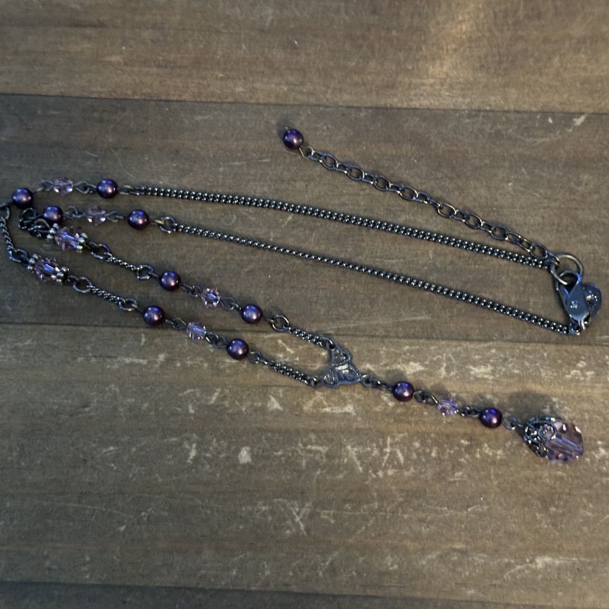 Other Cheryl Reis dark silver purple crystal Y necklace & earrings Size ONE SIZE - 6 Thumbnail