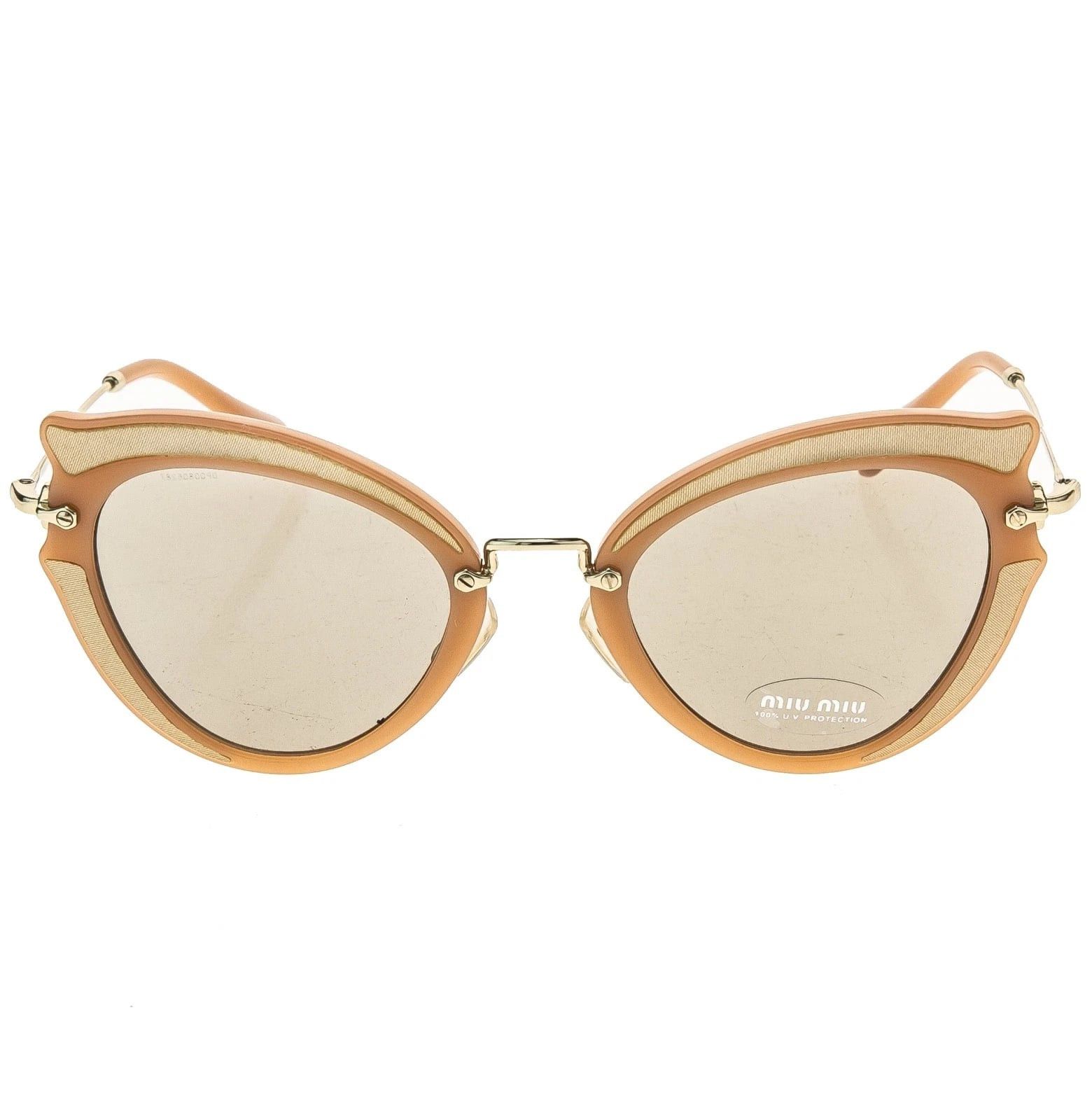 Miu Miu MIU MIU MU05SS NOIR SILK Cat Eye Peach Beige Gold Women 05S Size ONE SIZE - 9 Thumbnail