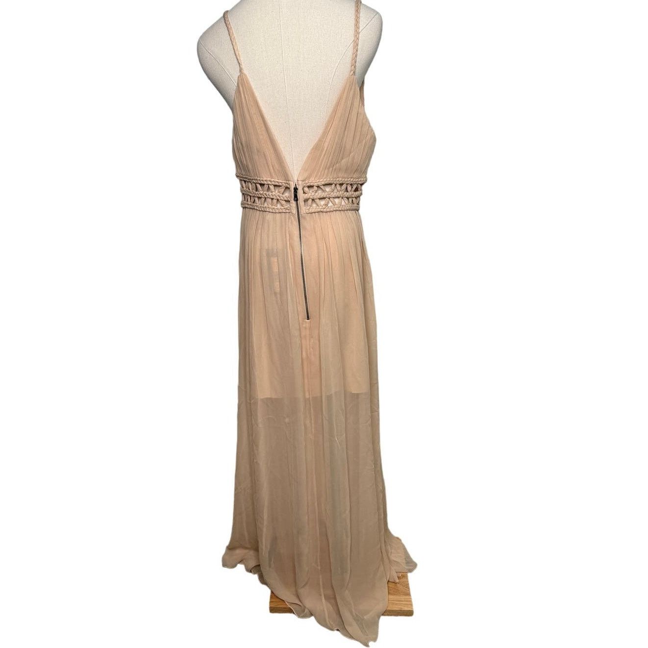 Alice + Olivia Alice and Olivia Rya Nude Silk Sheer Draped Maxi Dress sz 10 Size L / US 10 / IT 46 - 6 Thumbnail