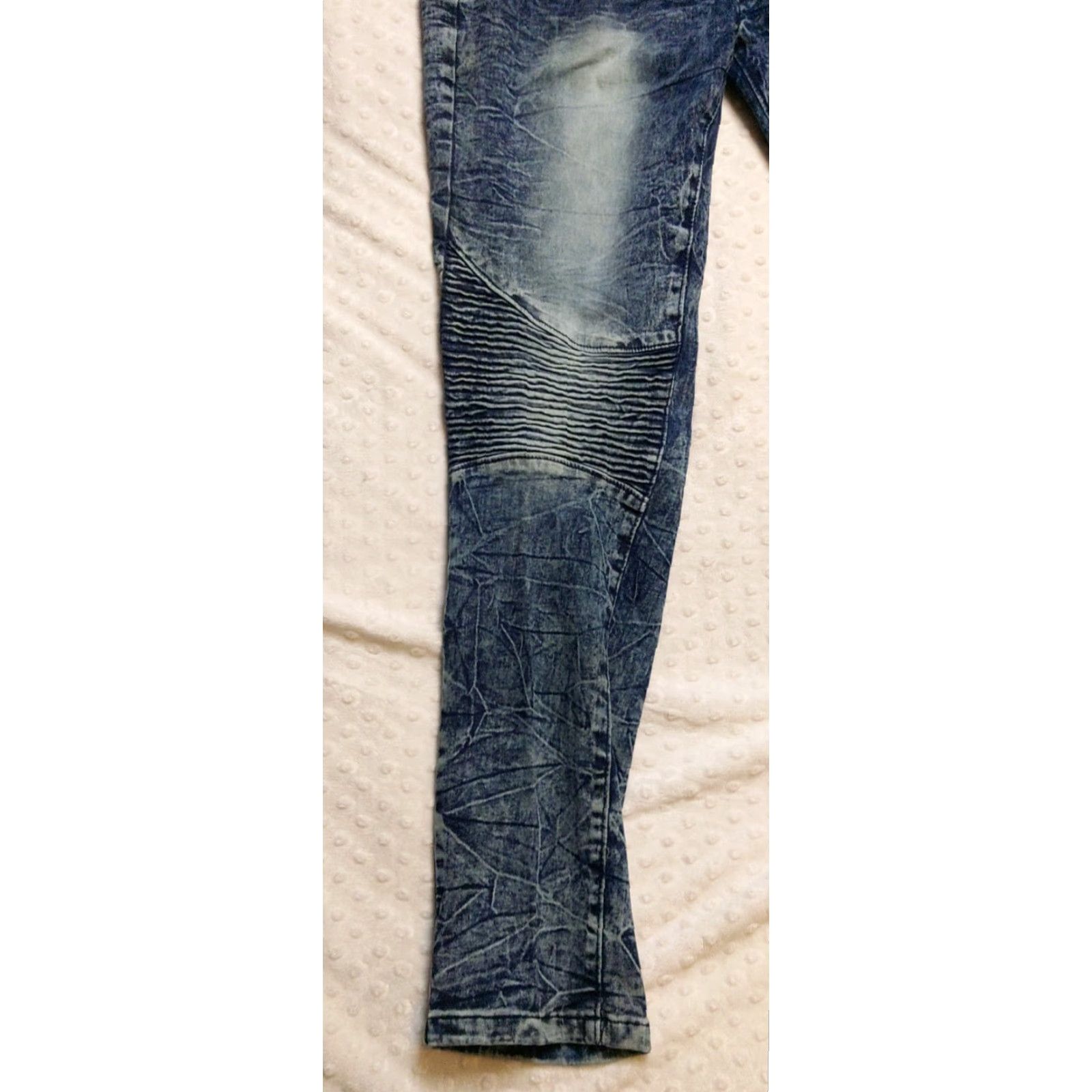 Vintage Mecca Jeans Slim 34x32 Acid Wash Denim 5-Pocket Button Zipper Stretch Fit Mens Blue Vintage 90s Hip Hop Biker Style Size US 34 / EU 50 - 3 Thumbnail