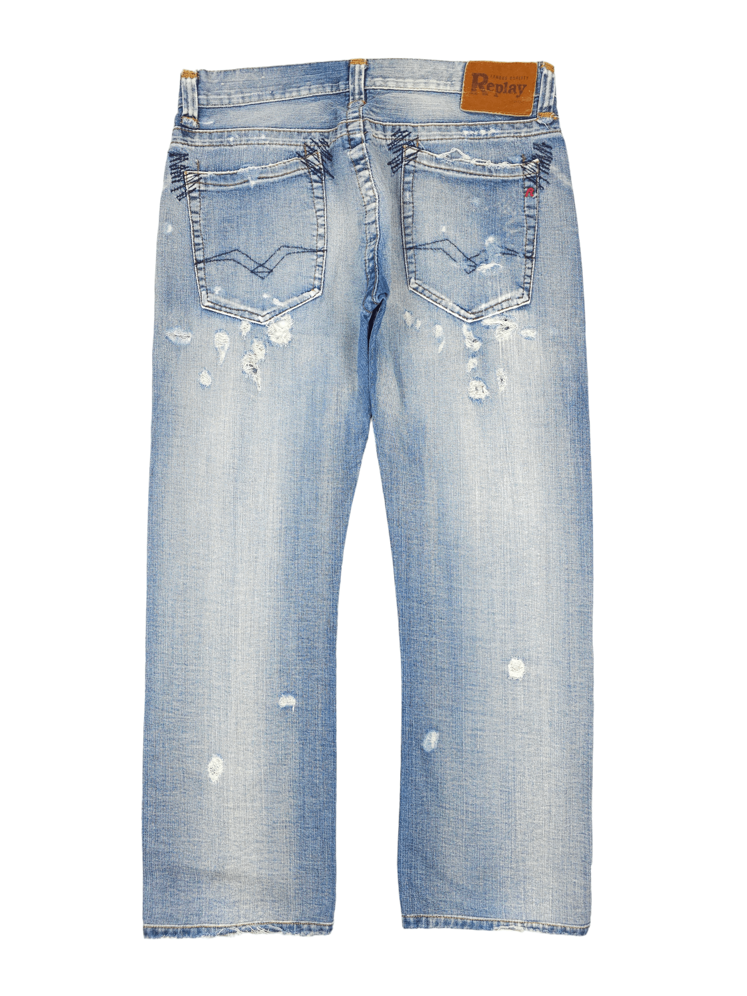 Japanese Brand × Vintage 💎 Size 34/30 Crazy Y2K Ripped Washed Distressed Denim Jeans Size US 34 / EU 50 - 2 Thumbnail