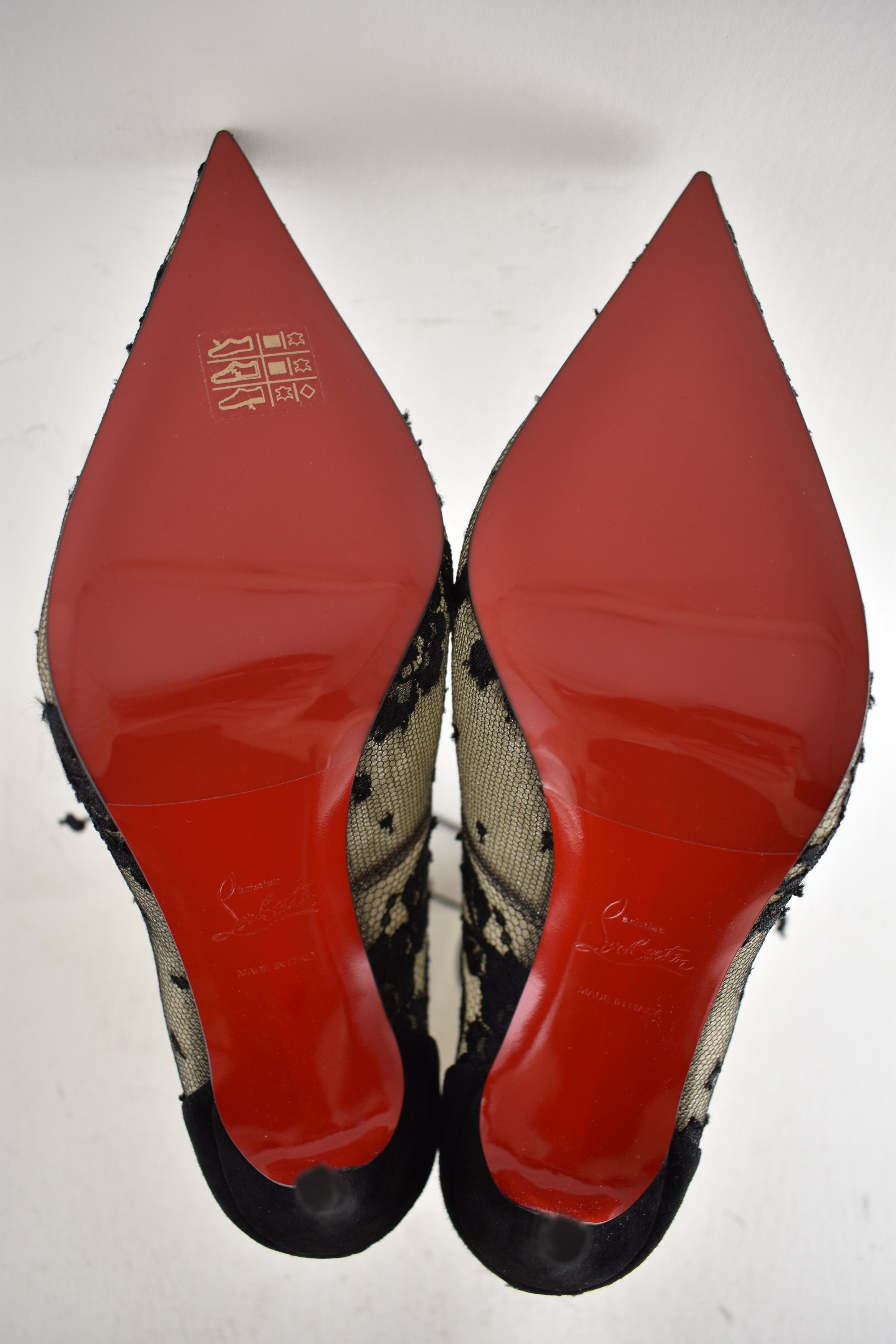 Christian Louboutin KM Lace Booty 100 Black Mesh Lace Up Ankle Heel Bootie 40 Size US 10 / IT 40 - 18 Thumbnail