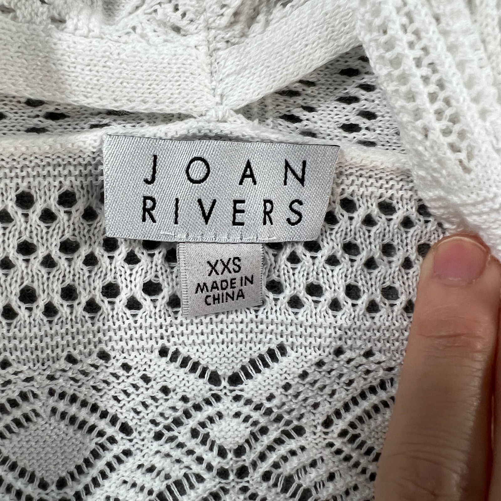 Other Joan Rivers Crochet Stripe Open Front Cardigan White Size XXS / US 00 / IT 34 - 3 Thumbnail
