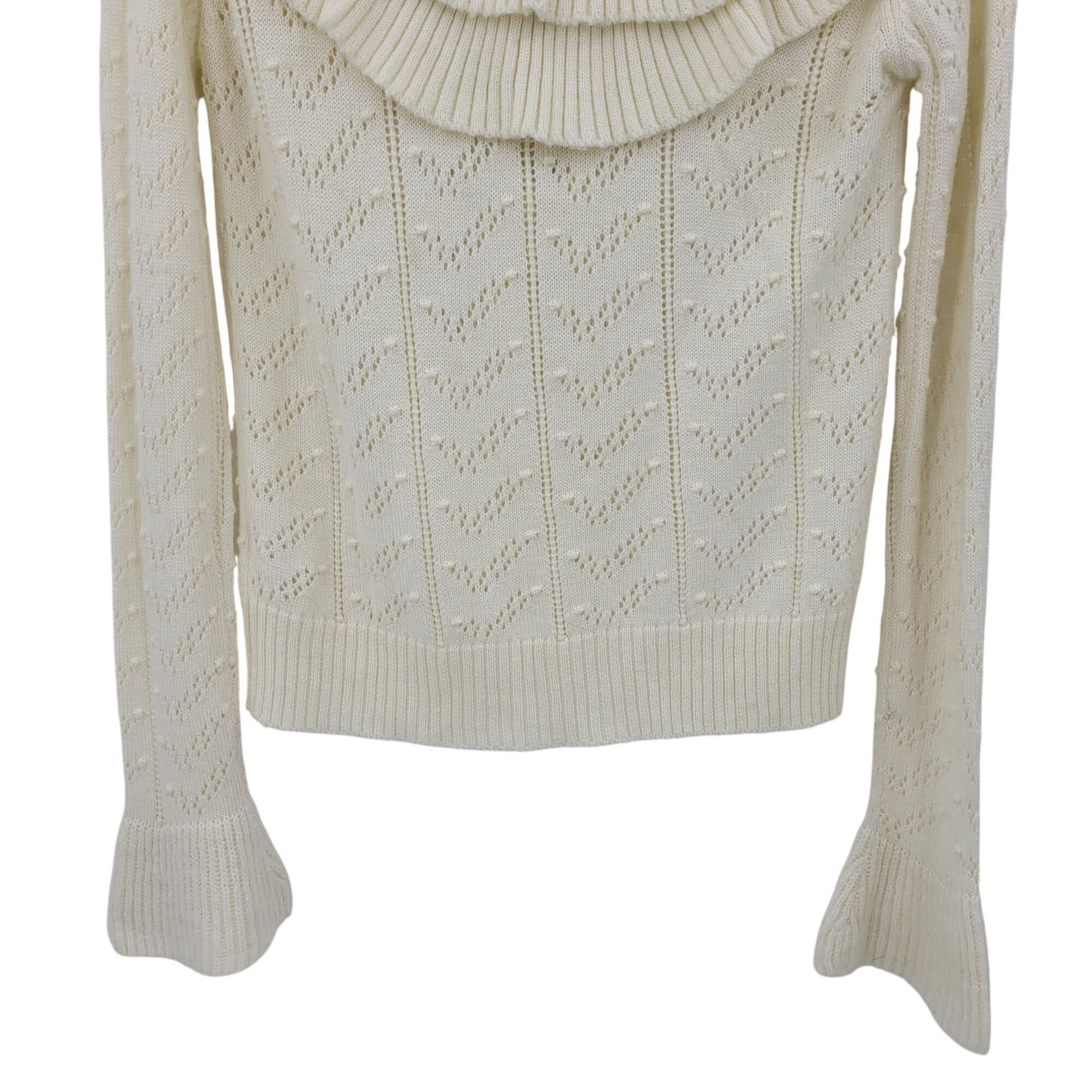 Designer Tularosa Womens Ivory Ruffle Knit Sweater S Wool Bell Sleeve Size S / US 4 / IT 40 - 11 Thumbnail