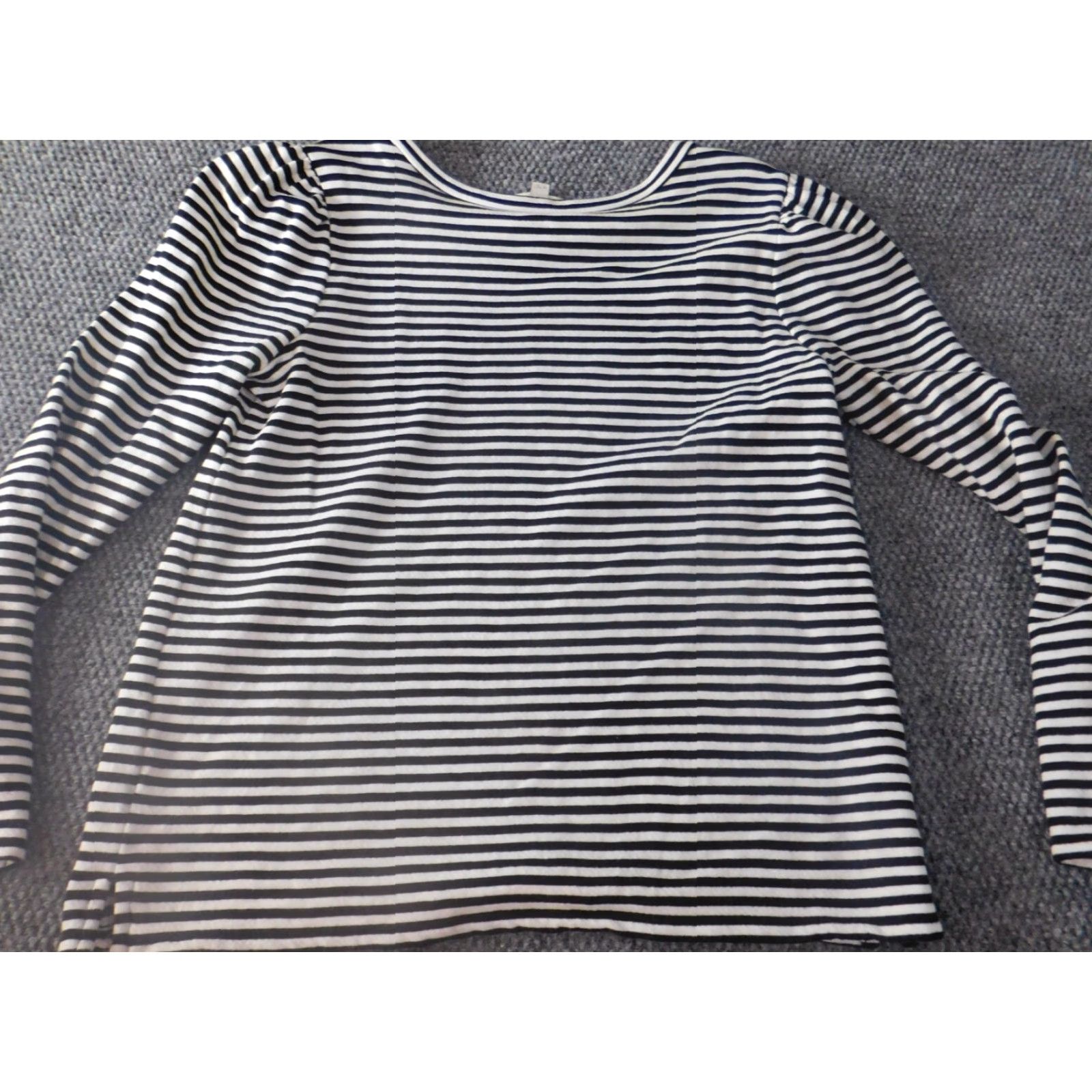 Loft LOFT Sweater Womens Medium White Knit Pullover Striped Rib Knit Crew Neck Slim Stretch Casual Vintage: No Size M / US 6-8 / IT 42-44 - 7 Thumbnail