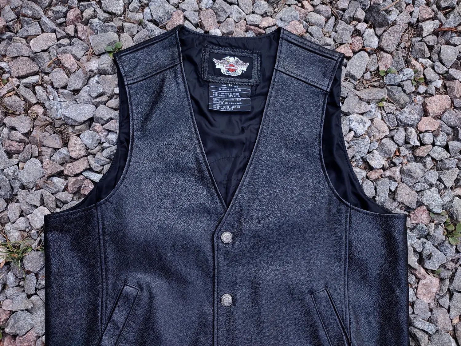 Harley Davidson Harley Davidson Vintage Leather Biker Vest Size US L / EU 52-54 / 3 - 5 Thumbnail
