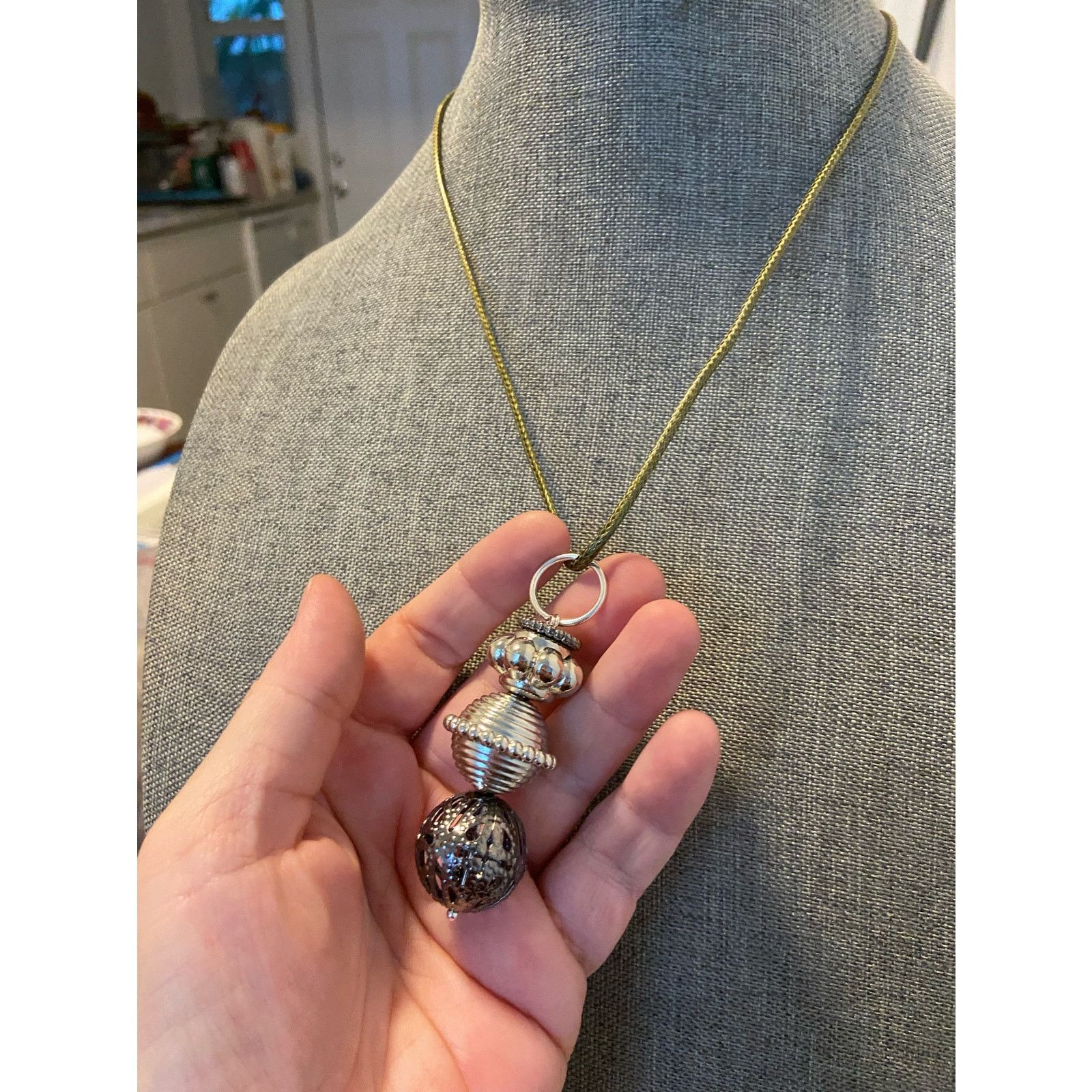 Handmade Upcycled metal bead pendant necklace Size ONE SIZE - 3 Thumbnail
