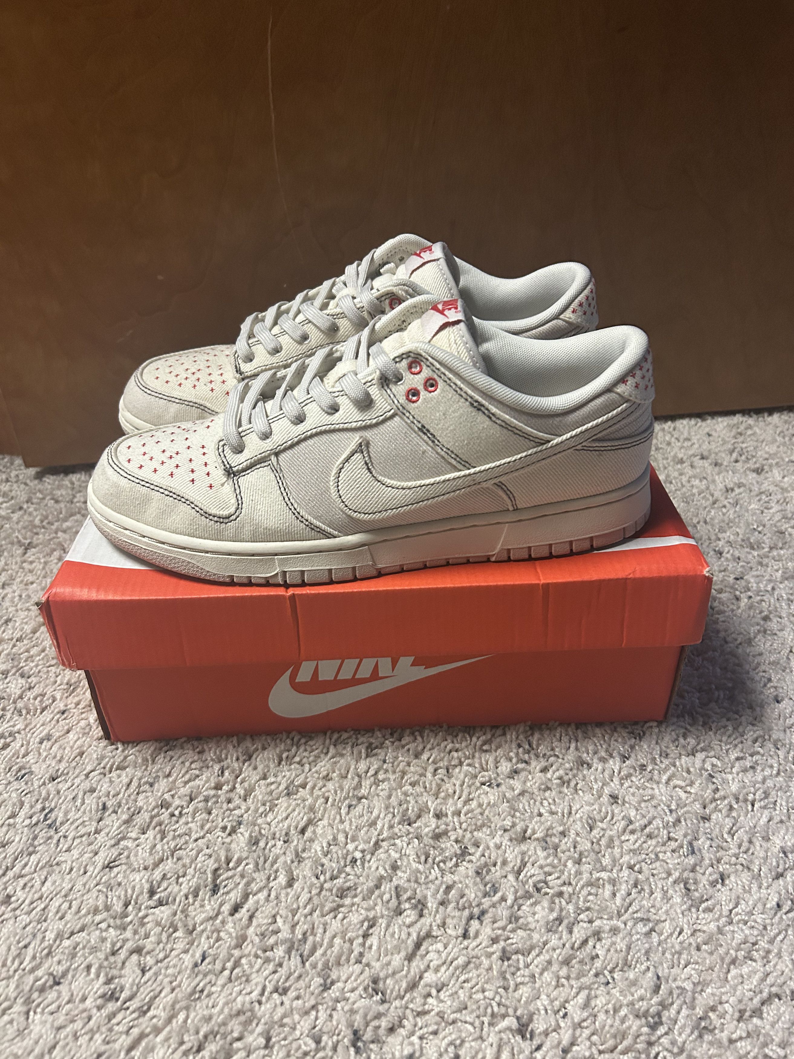 Nike Dunk Low Sashiko Denim Light Orewood Brown White Canvas Size US 10 / EU 43 - 3 Thumbnail
