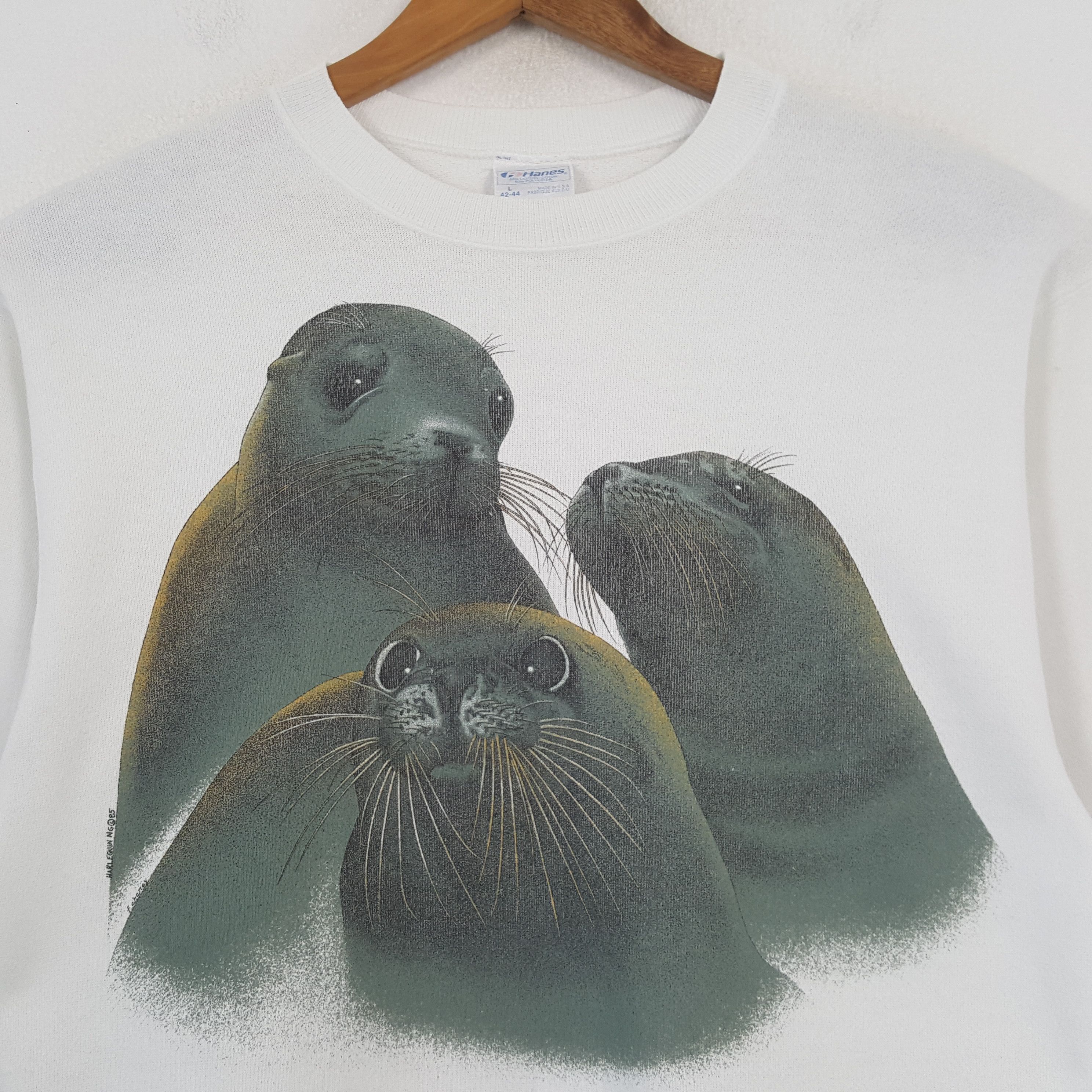 Designer × Hanes Vintage SEA LION MARCO ISLAND Streetwear Sweatshirt C292N7 Size US M / EU 48-50 / 2 - 2 Thumbnail