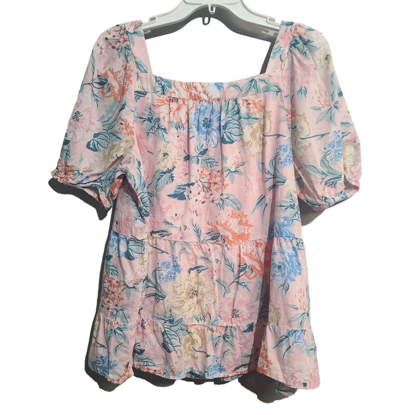 Loft LOFT Garden Lacy Tiered Square Neck Top Size L / US 10 / IT 46 - 4 Thumbnail