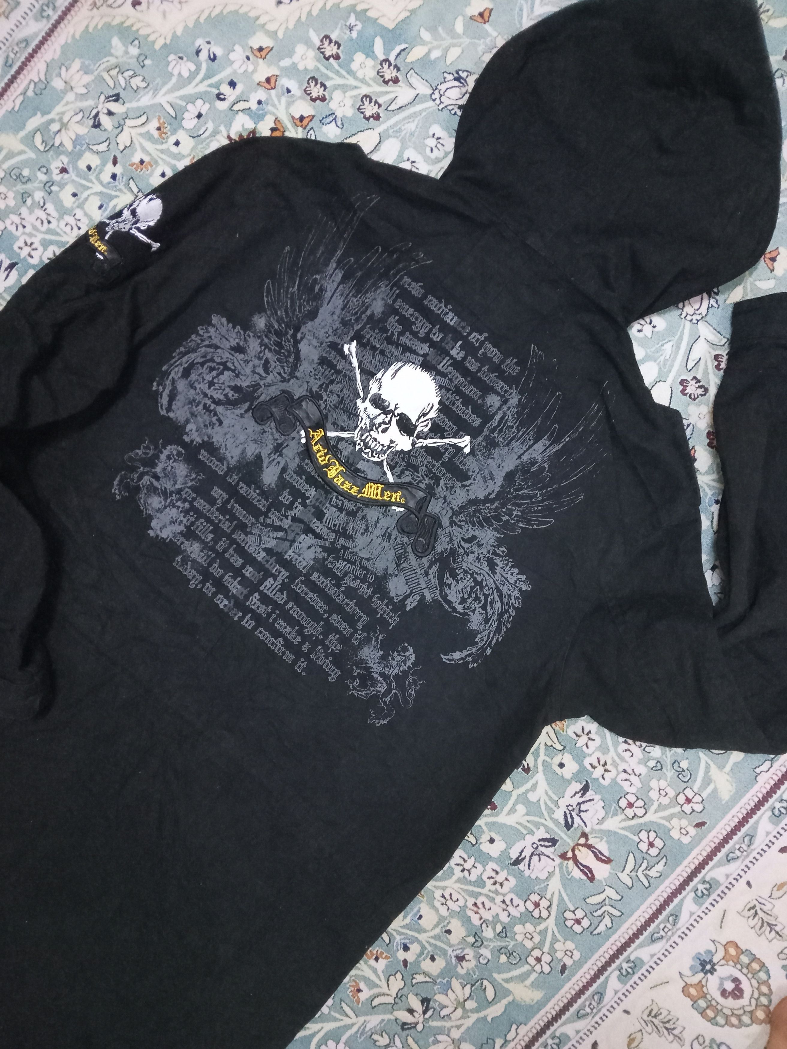 Japanese Brand Arid Jazz Men - Rare Skull Design Hoodie Zipped Long Jacket Size US L / EU 52-54 / 3 - 9 Thumbnail