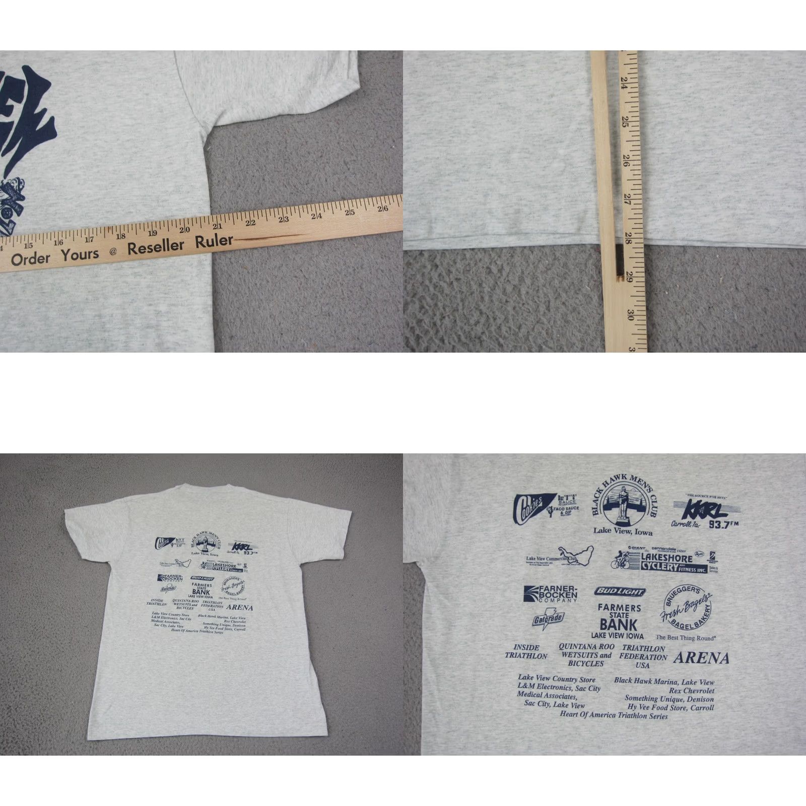 Fruit Of The Loom VINTAGE Lake View Triathlon Shirt Mens Large Gray 80s 90s Size US L / EU 52-54 / 3 - 8 Thumbnail