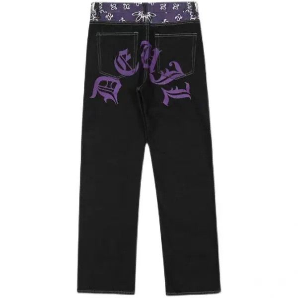 VIBE Black High Street Hip Hop Printed Wide Leg Jeans Size US 30 / EU 46 - 4 Thumbnail