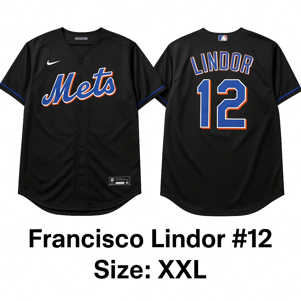 Nike Black Alternate Lindor Mets Jersey Size US XXL / EU 58 / 5 - 1 Thumbnail