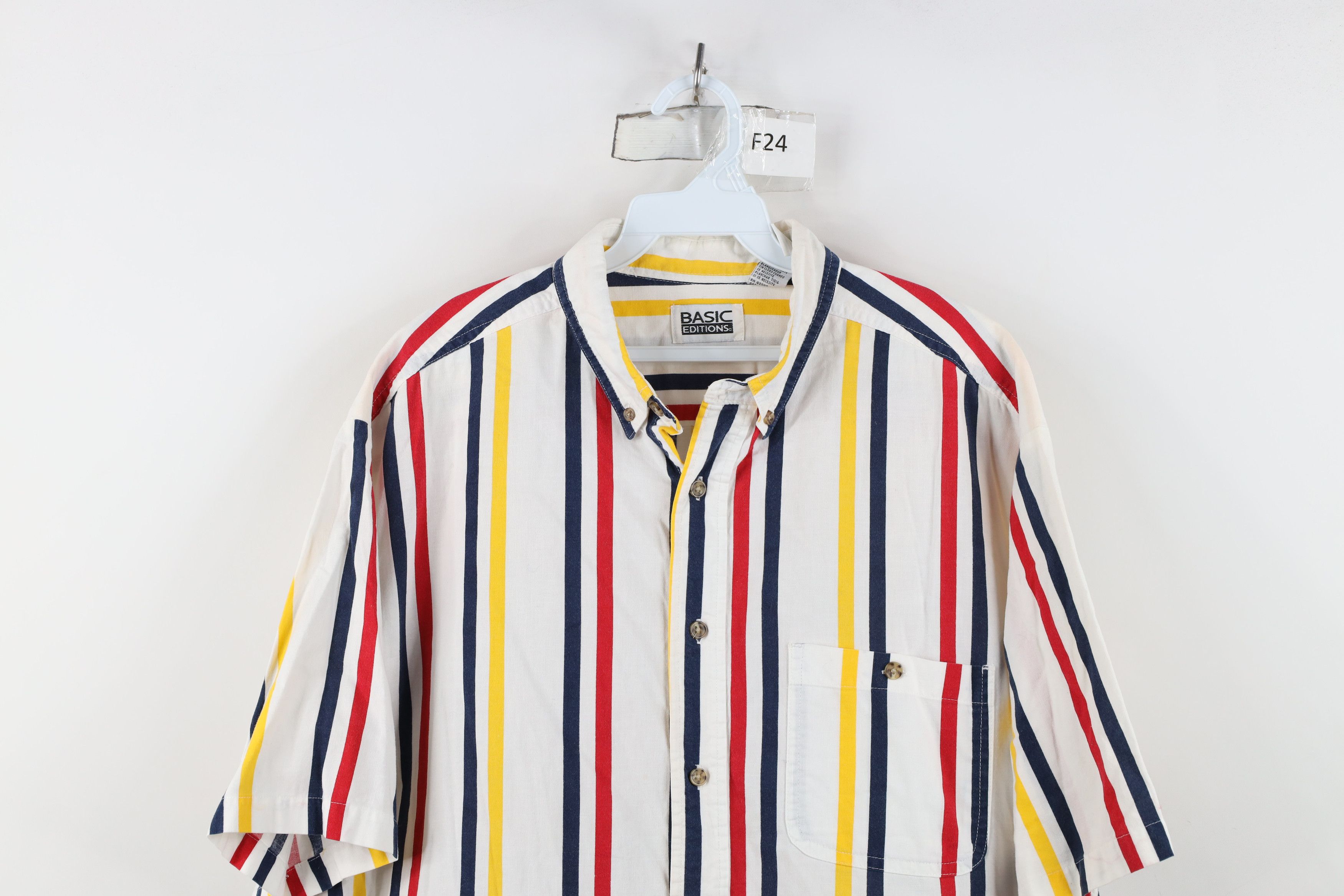Vintage Vintage 90s Streetwear Block Short Sleeve Button Down Shirt Size US L / EU 52-54 / 3 - 2 Thumbnail
