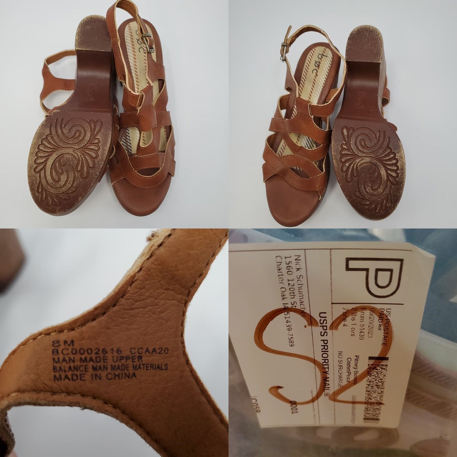 Born B.O.C. Marybeth Comfort Dress Shoe Tan Brown Sandal Women's 8M Strap Buckle Round Toe Block Heel Casual Clog Walking Modern Vintage NO Size M / US 6-8 / IT 42-44 - 10 Thumbnail