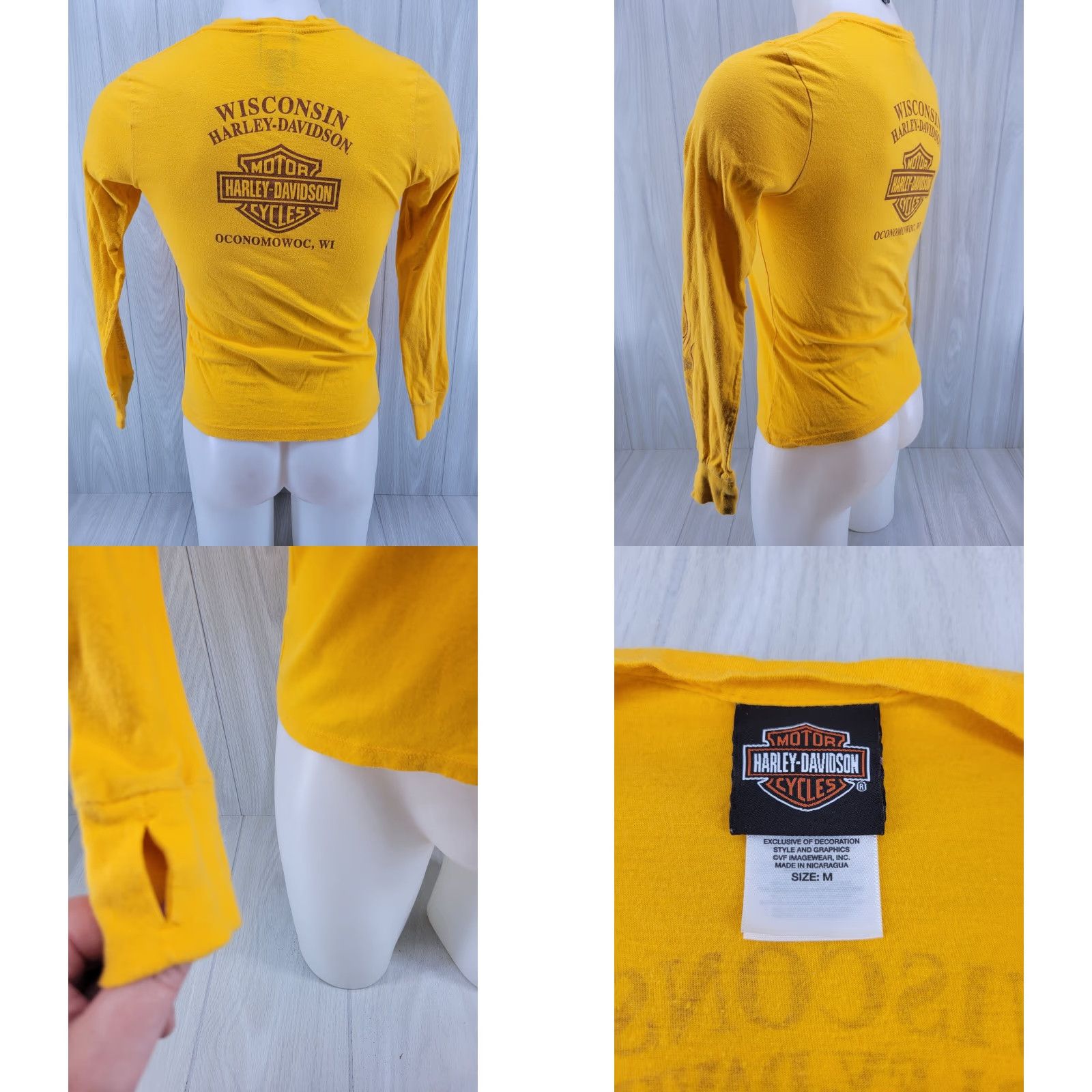 Harley Davidson VINTAGE Wisconsin Harley-Davidson LS Shirt Womens M V Neck Yellow Orange Harley-Davidson Shirt Ladies Medium Gold Size M / US 6-8 / IT 42-44 - 8 Thumbnail