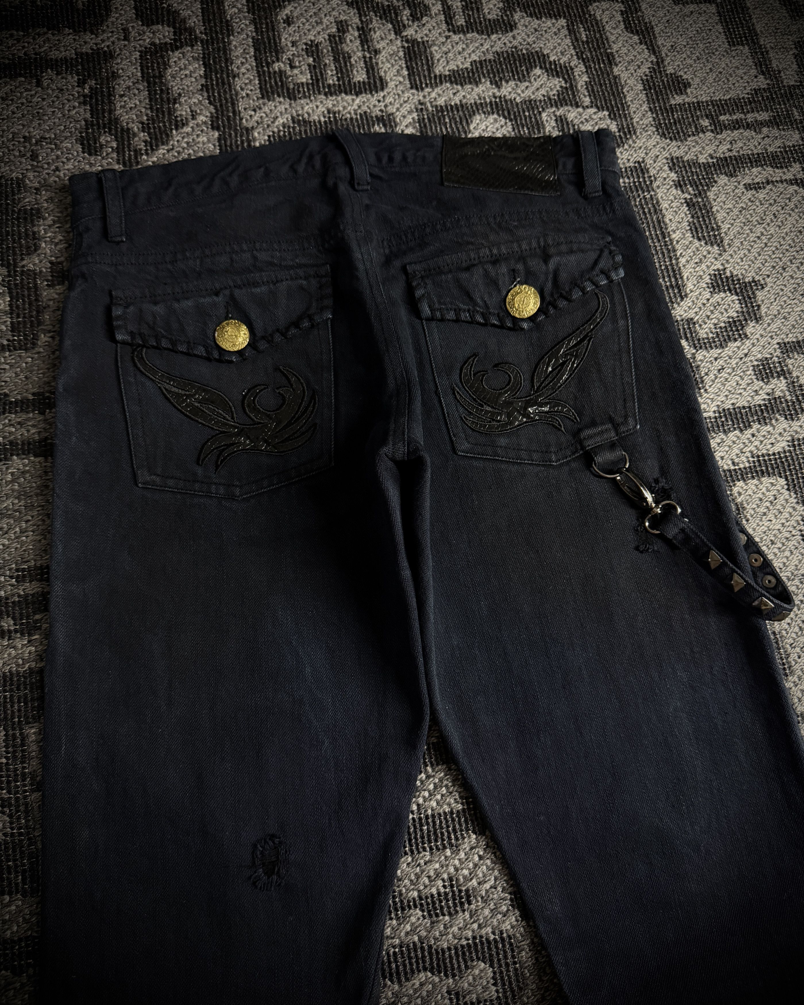 In The Attic In The Attic Rock Studded Strap Distressed Flare Denim Size US 31 - 8 Thumbnail