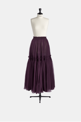 image of Dior O1W1Db10124 Purple Silk Skirt In Black, Women's (Size 26)