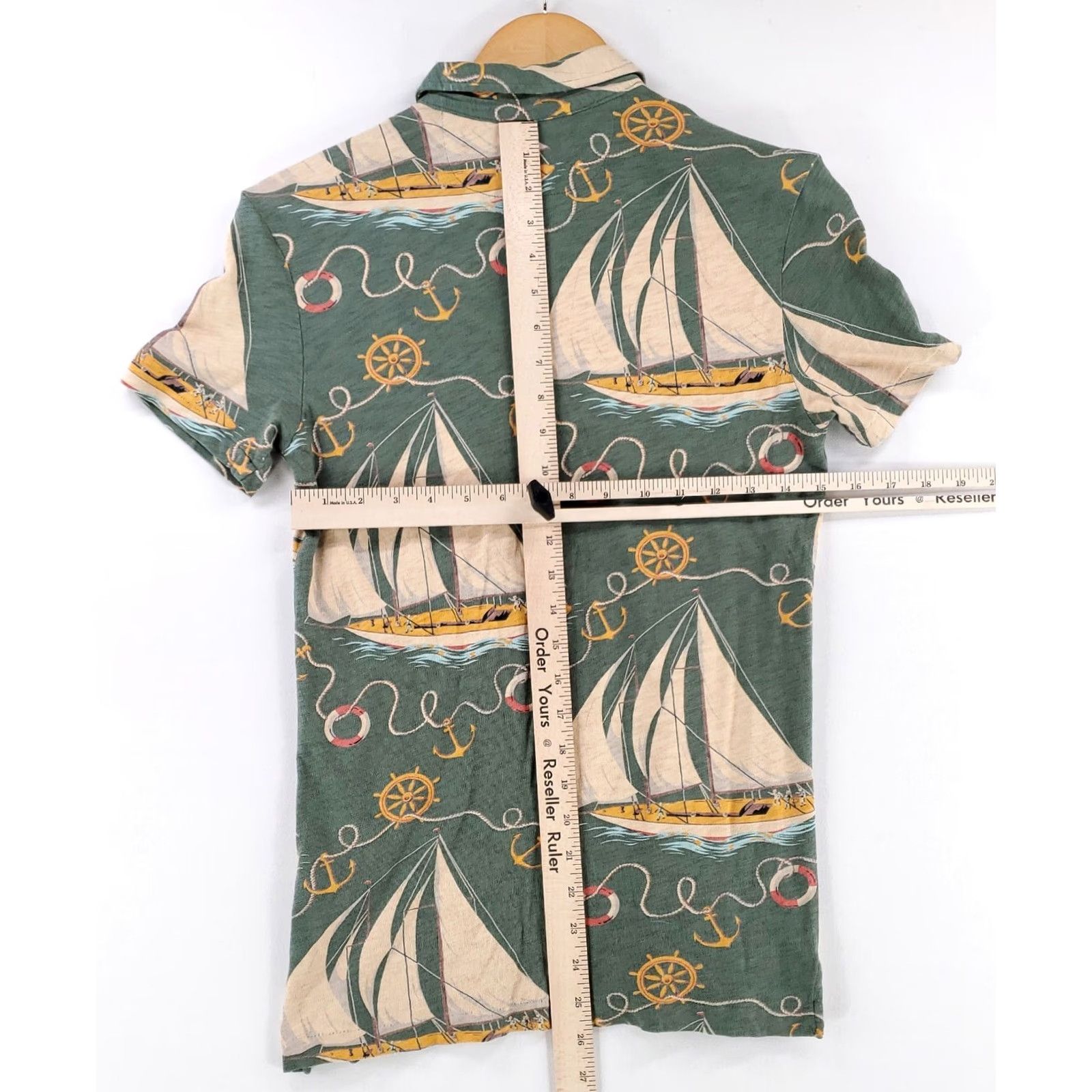 Ralph Lauren Ralph Lauren Polo Shirt AOP Sailboat Short Sleeve Green Mens S Shirt Size US S / EU 44-46 / 1 - 4 Thumbnail