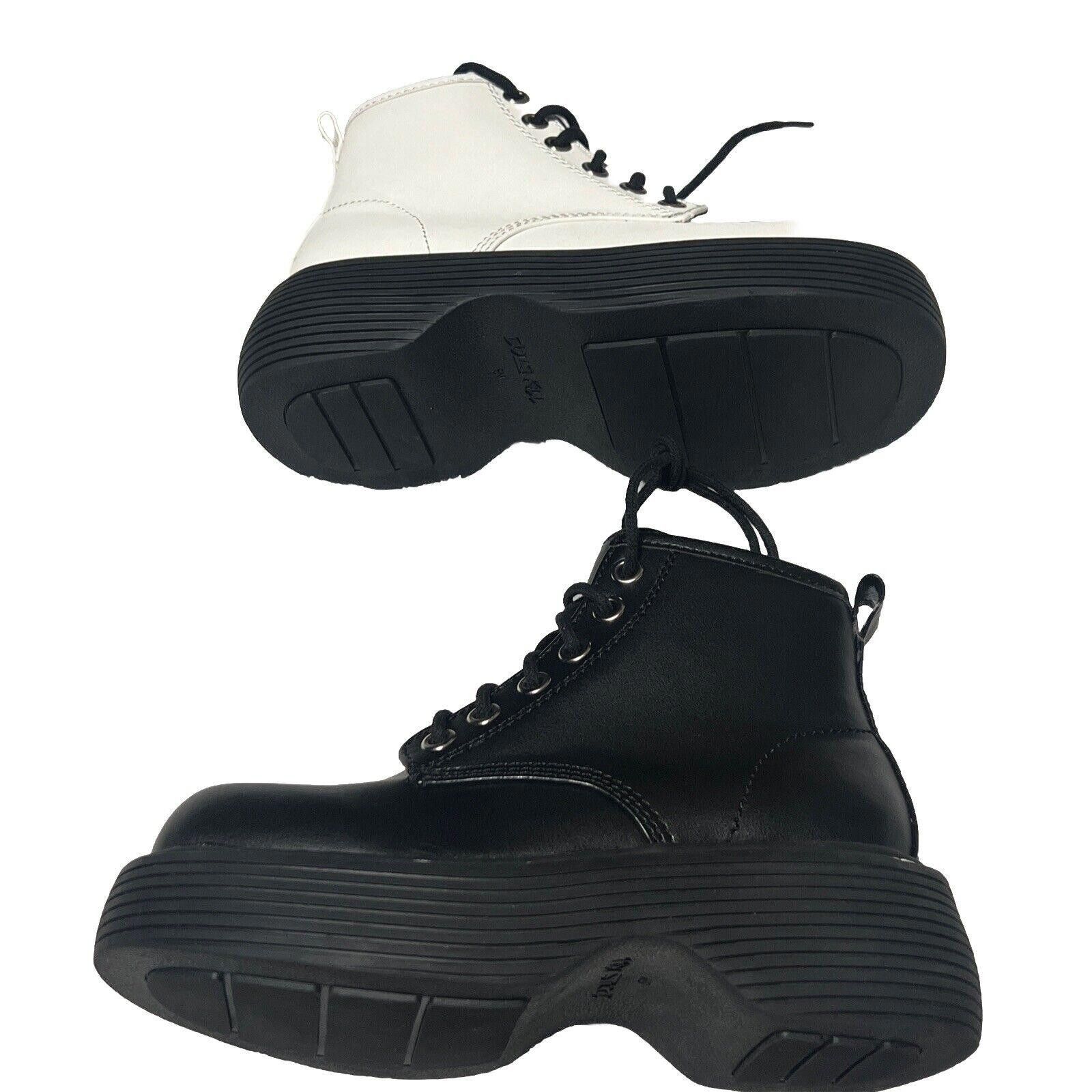 Designer Sz 6 Black & White Mismatched Combat Boots Dolls Kill Shoes Size US 6 / IT 36 - 4 Thumbnail
