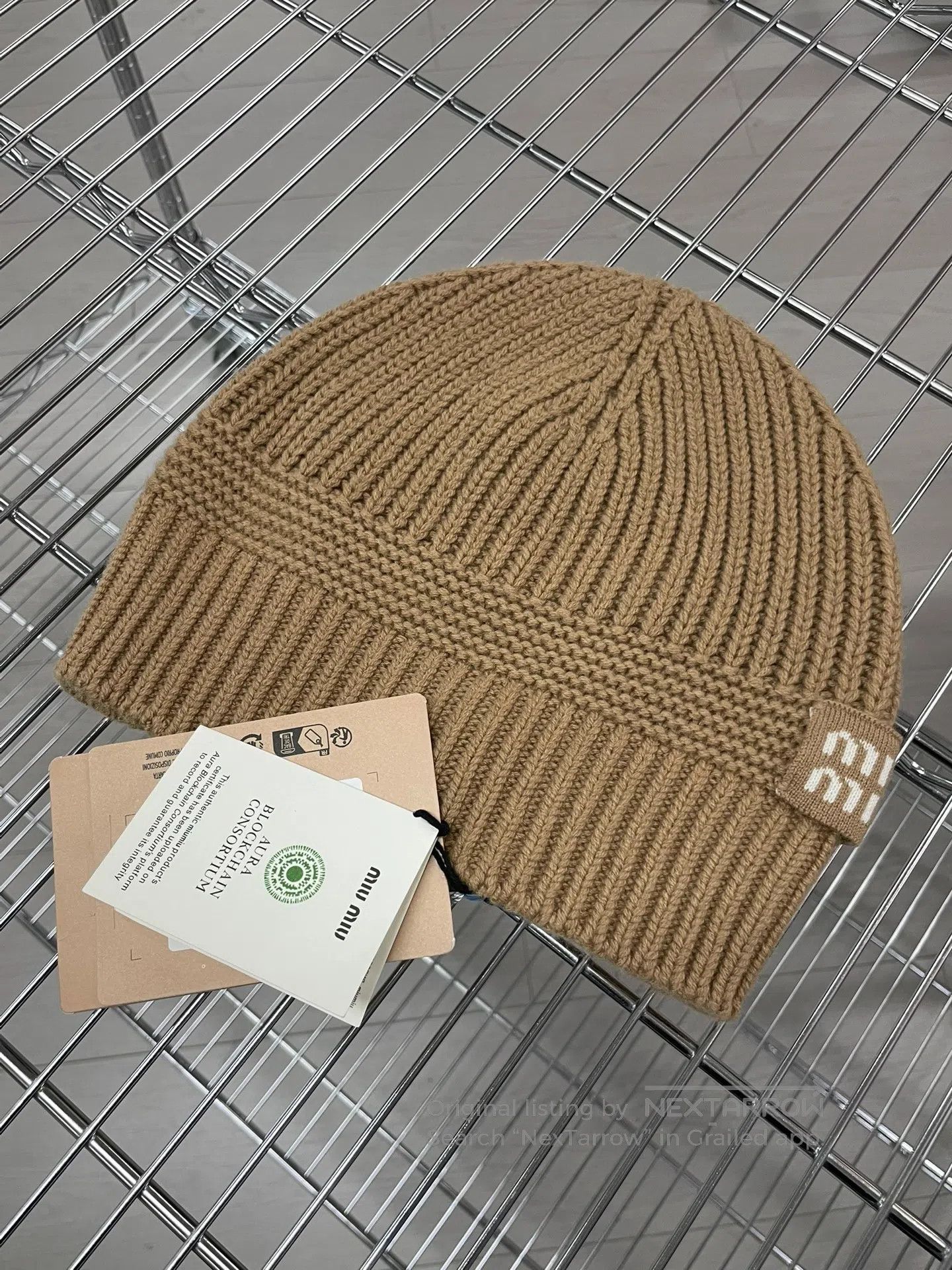 Miu Miu Miu Miu Brown wool knitted beanie with logo| Size ONE SIZE - 1 Thumbnail